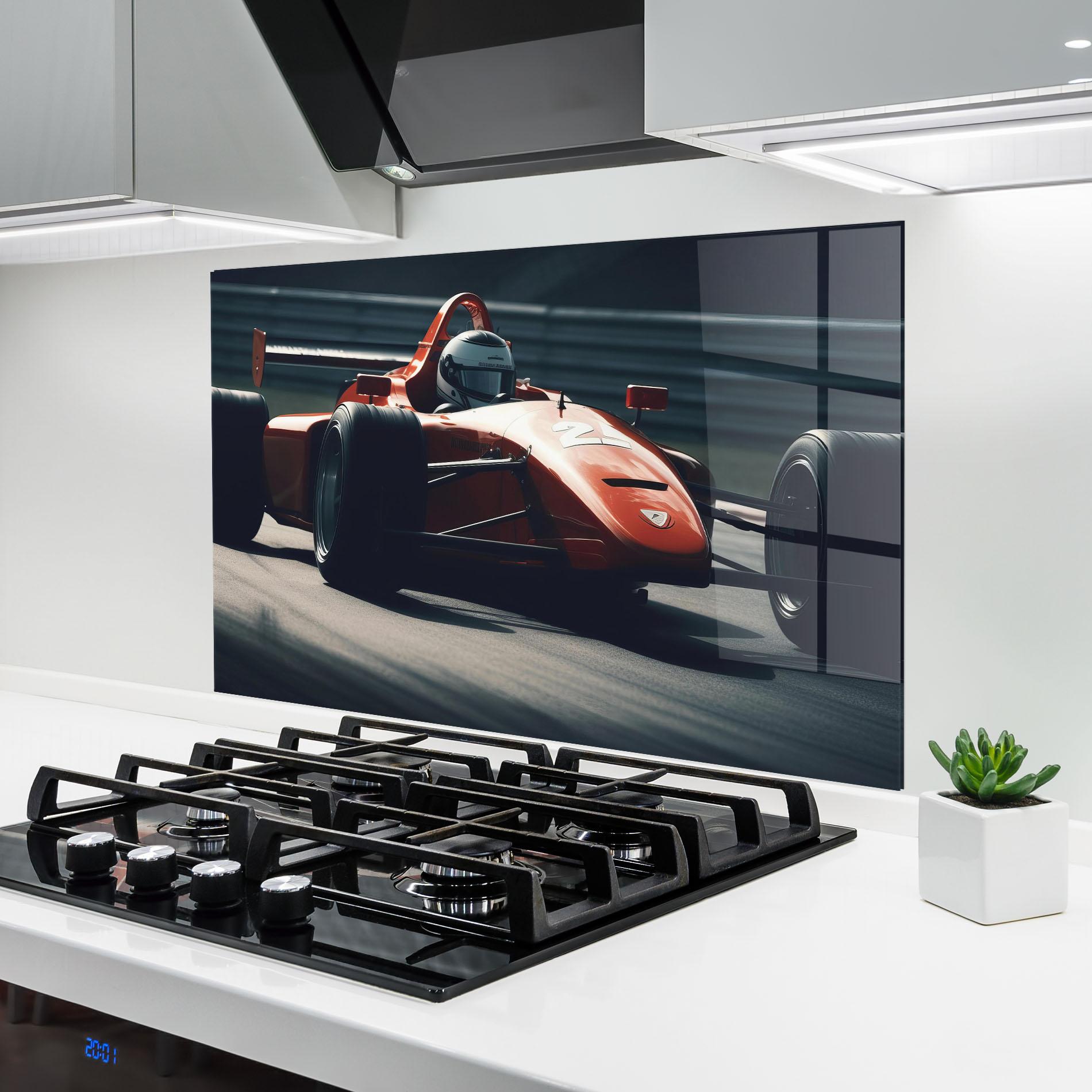 Küchenrückwand Glas Orange Car F1 mockup 6