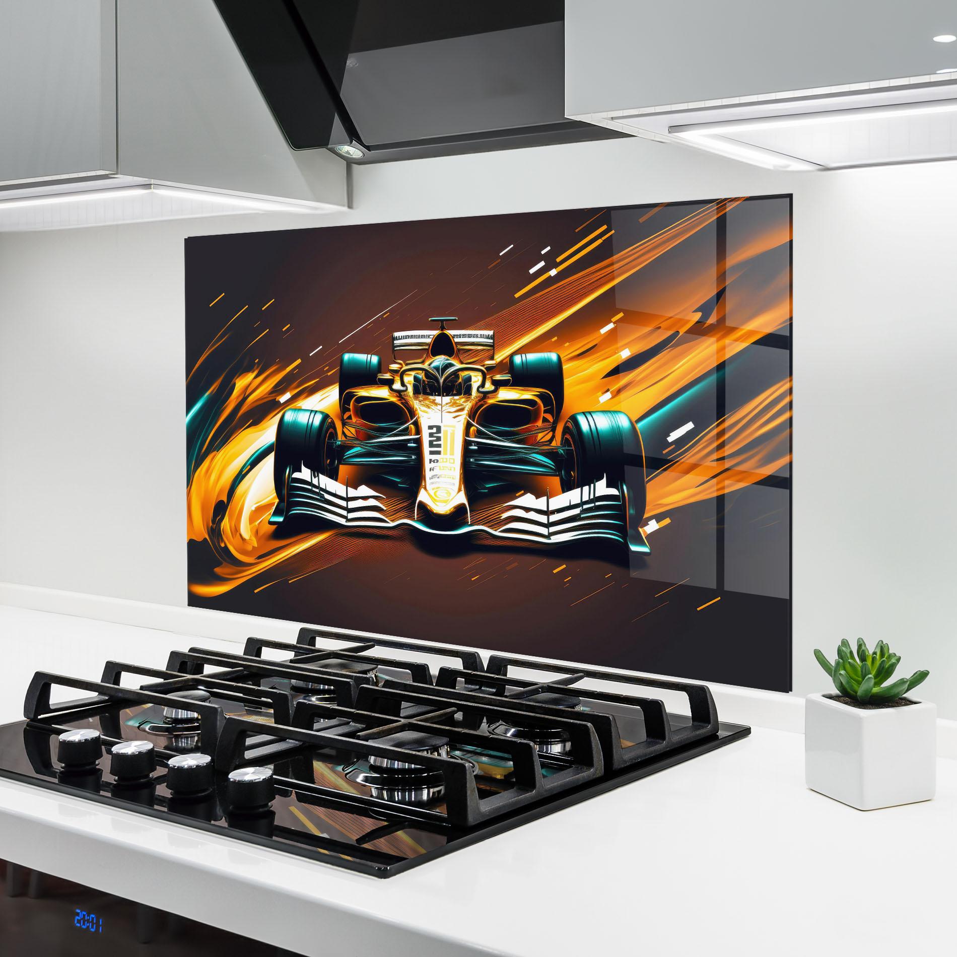 Küchenrückwand Glas Orange Racing Car mockup 6