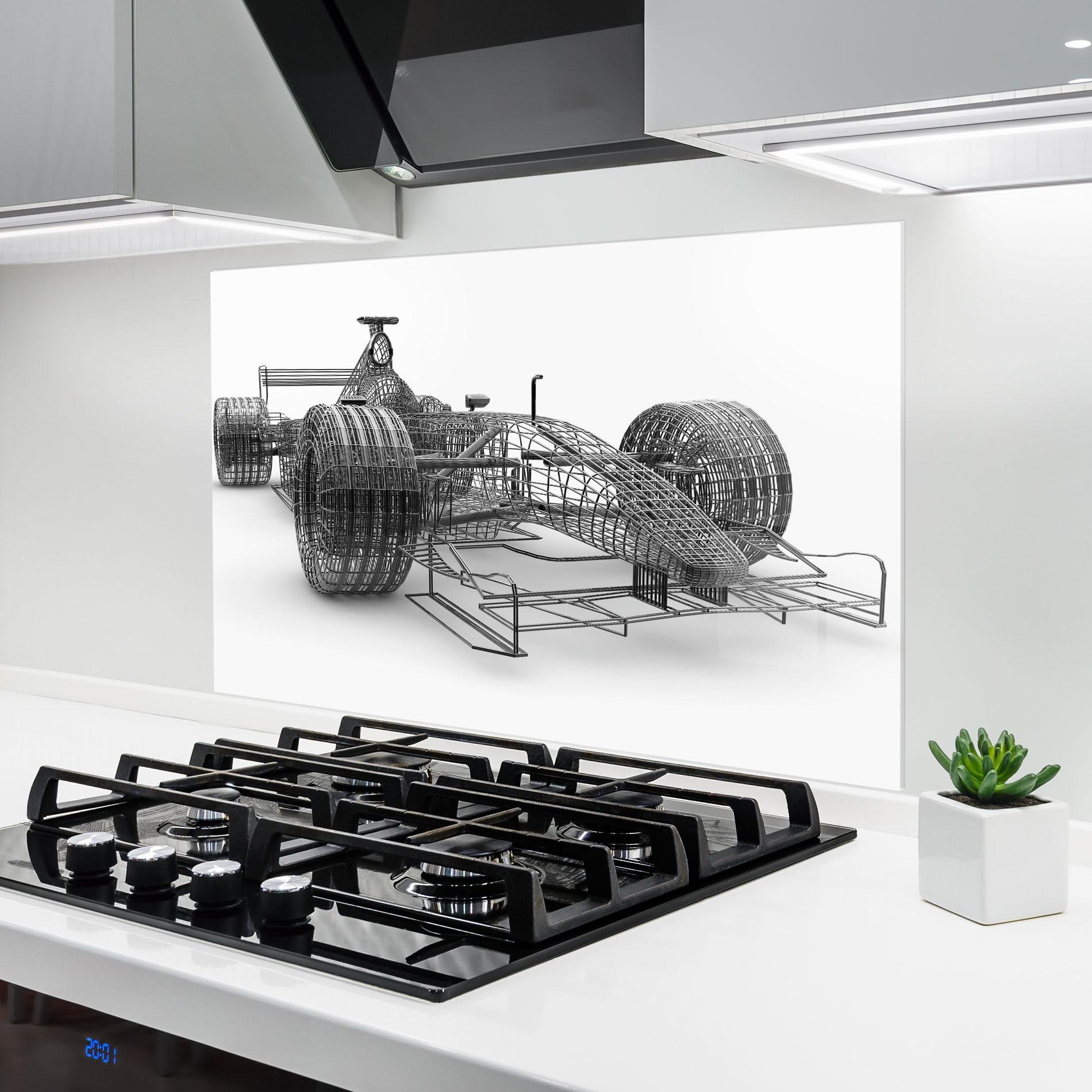 Küchenrückwand Glas Wireframe F1 Car mockup 6
