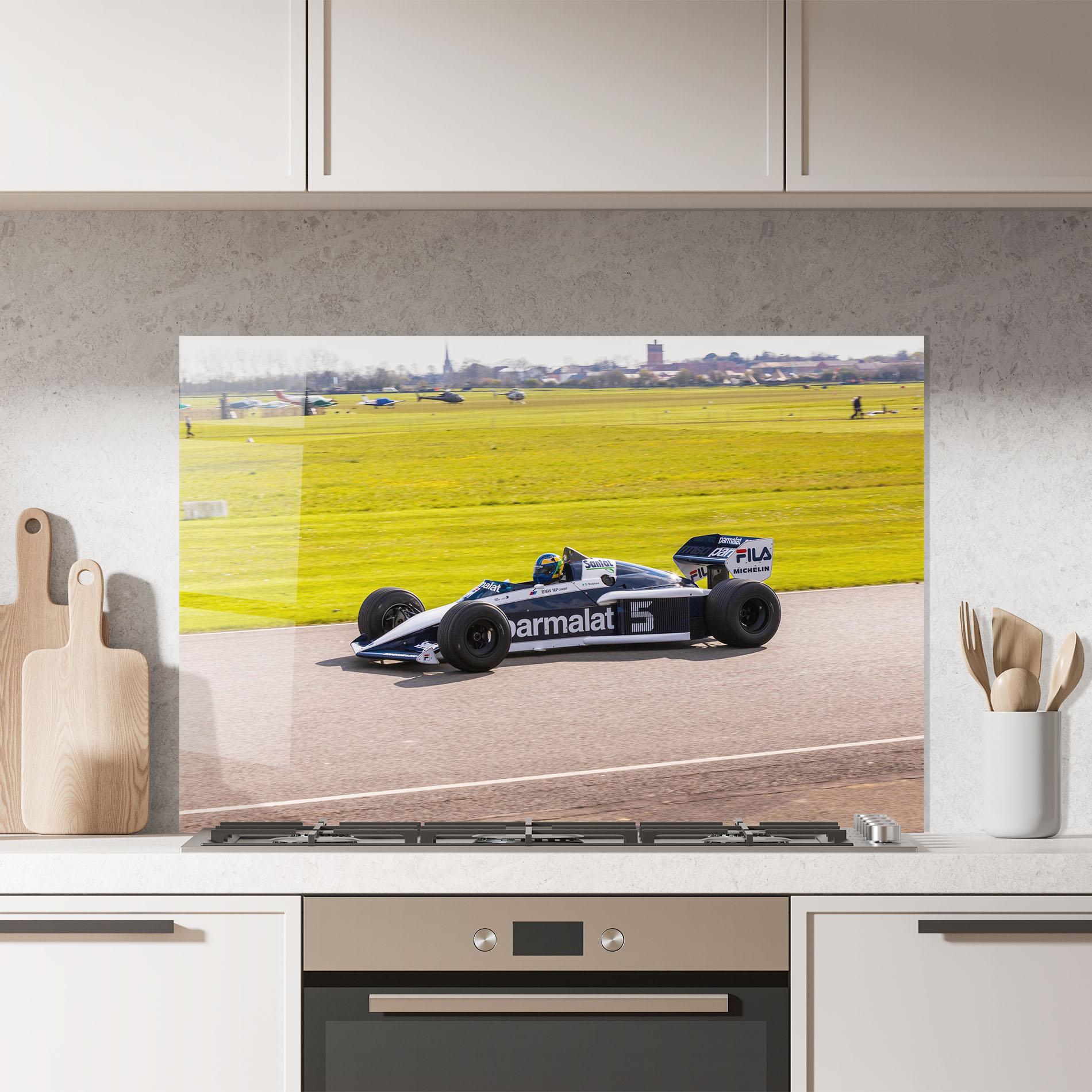 Küchenrückwand Glas Black F1 Car mockup 7