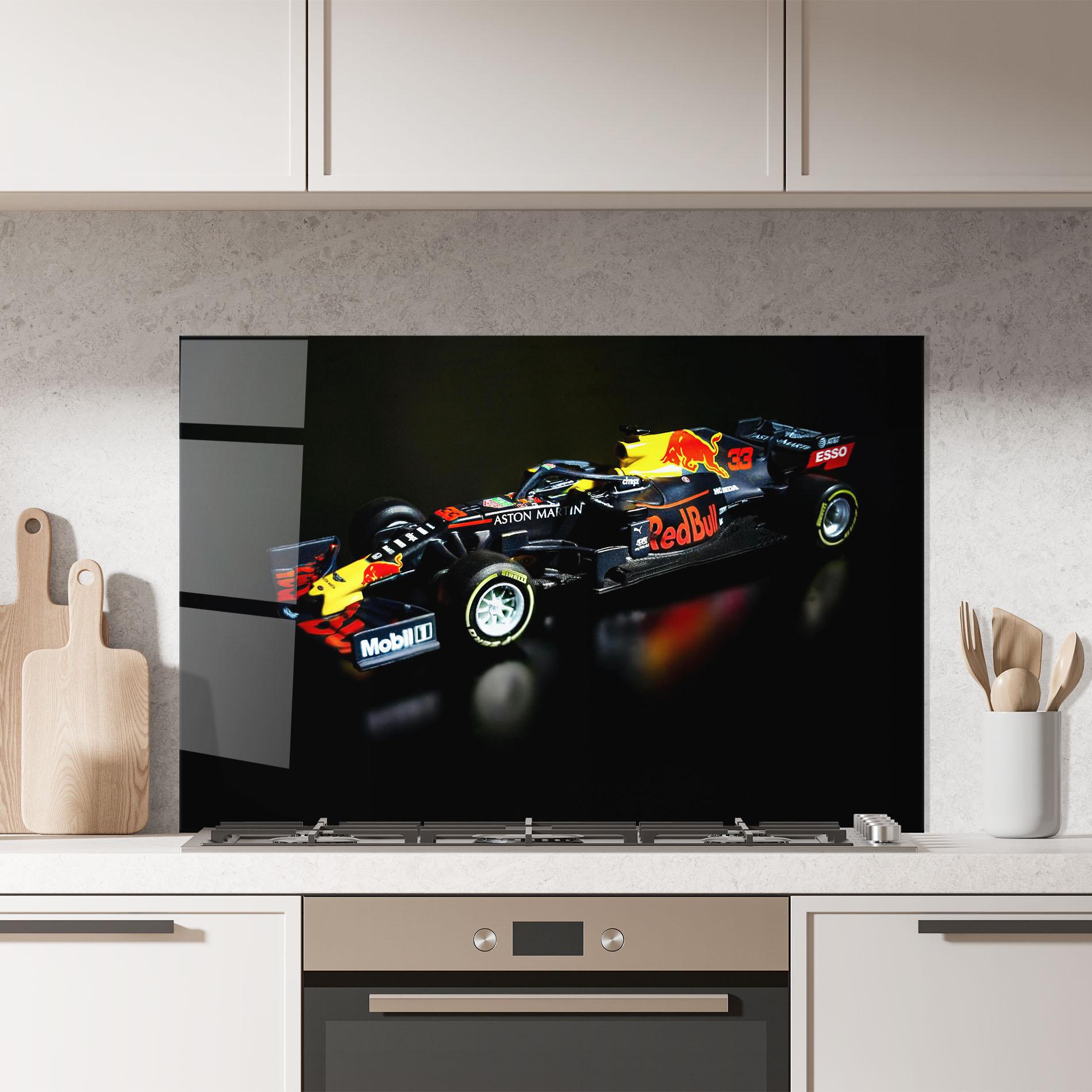 Küchenrückwand Glas Black Yellow F1 mockup 7
