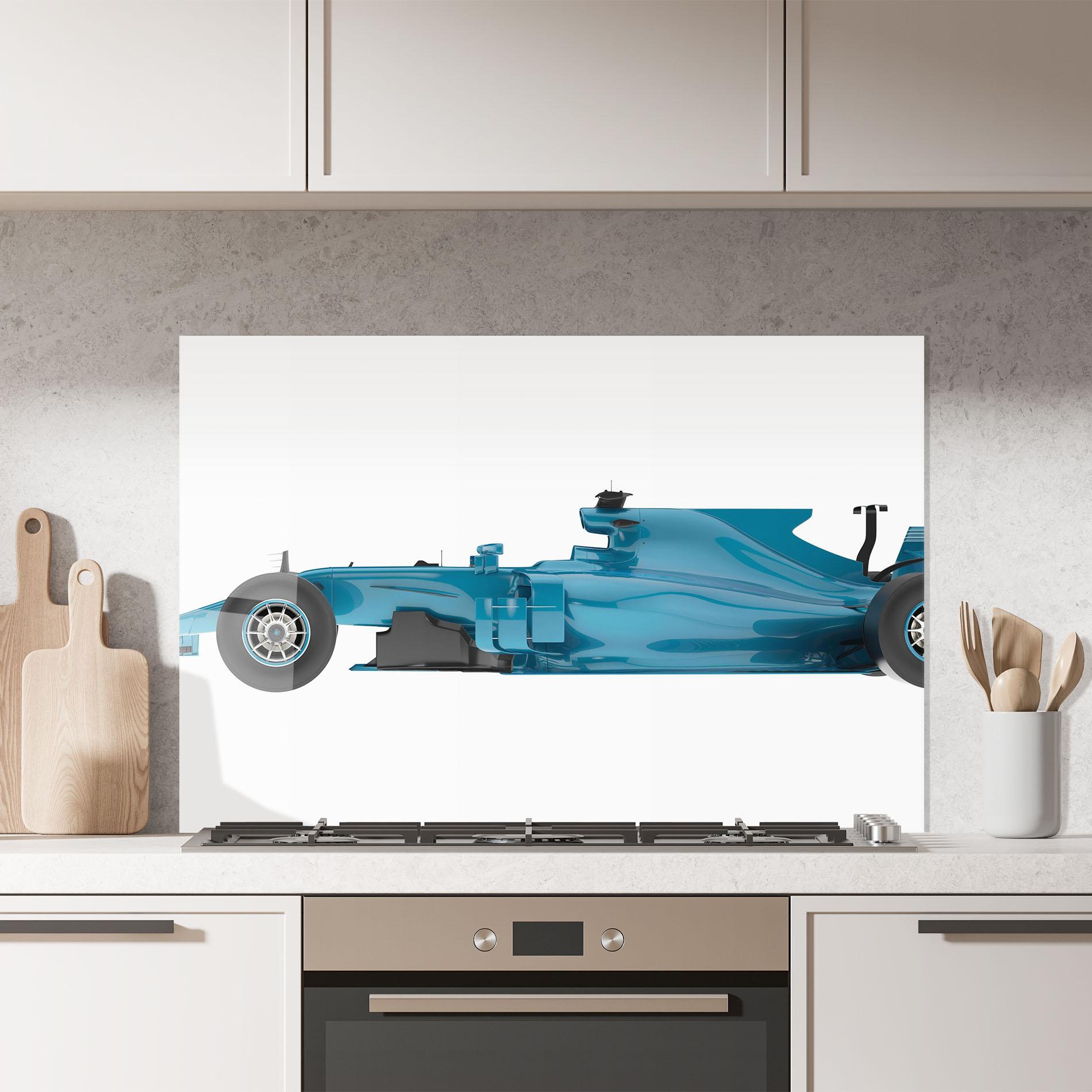 Küchenrückwand Glas Blue F1 Toy mockup 7