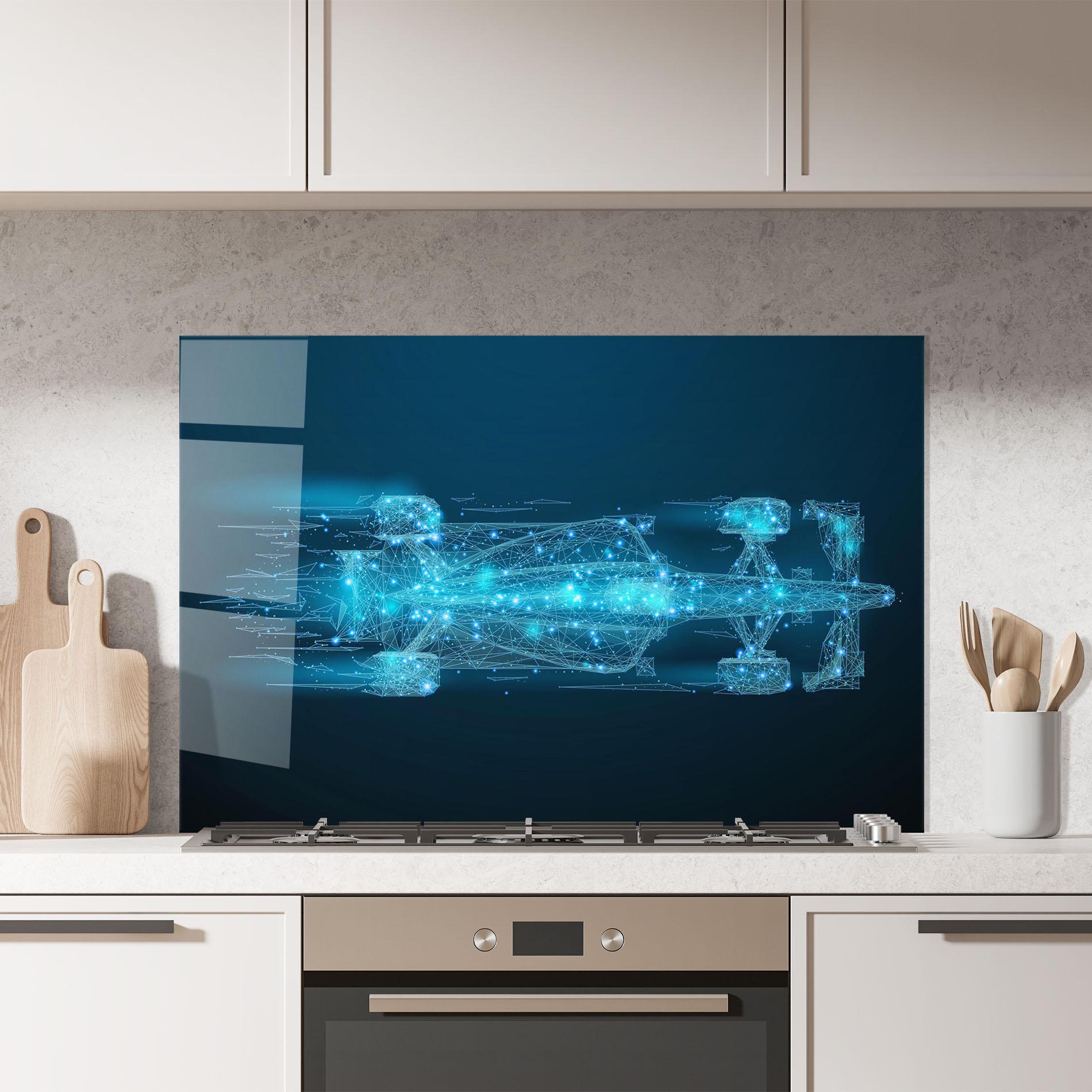 Küchenrückwand Glas Blue Light F1 mockup 7