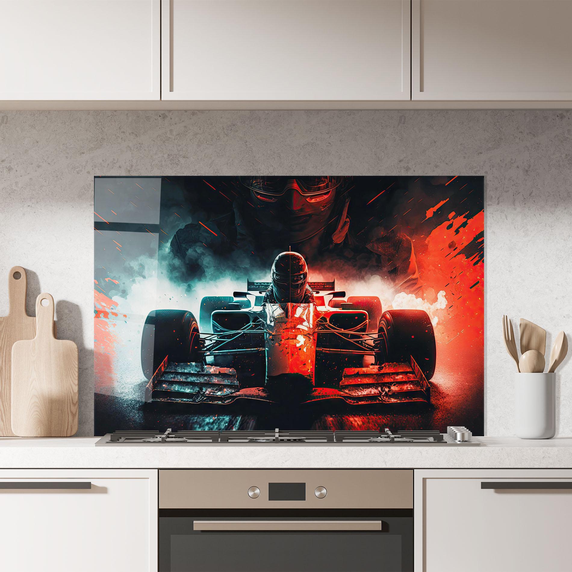 Küchenrückwand Glas Blue Red F1 mockup 7