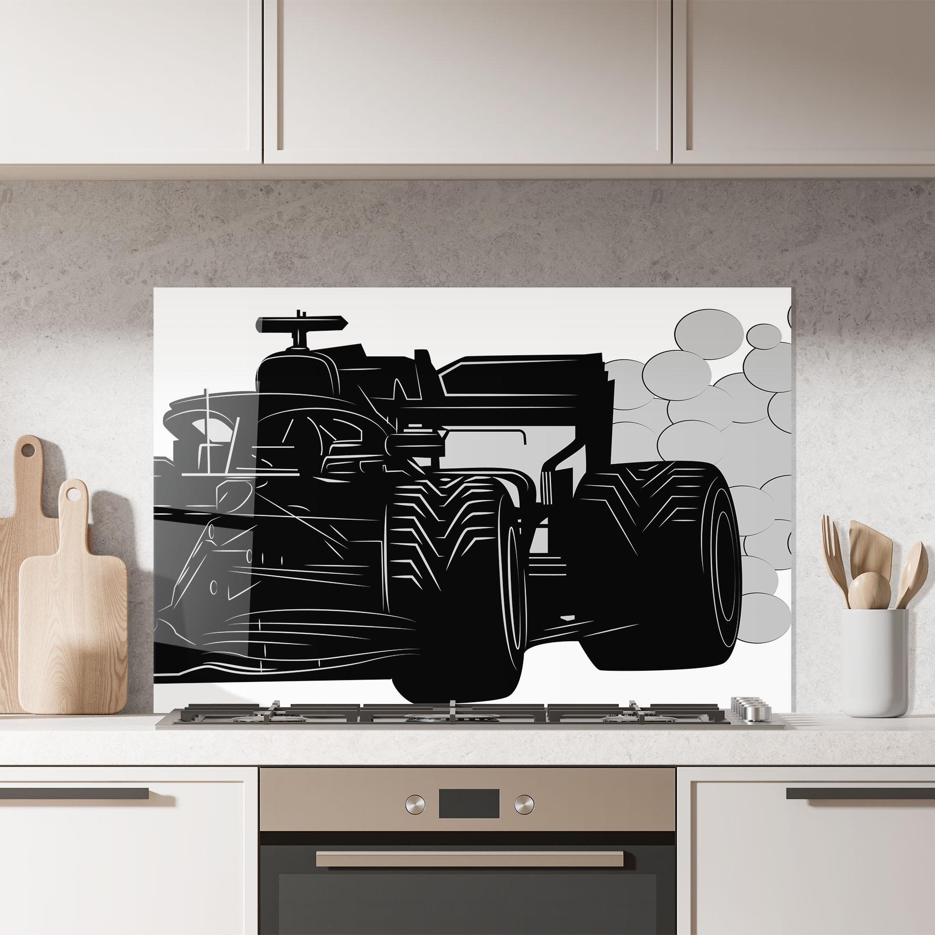 Küchenrückwand Glas Car F1 Smoke mockup 7