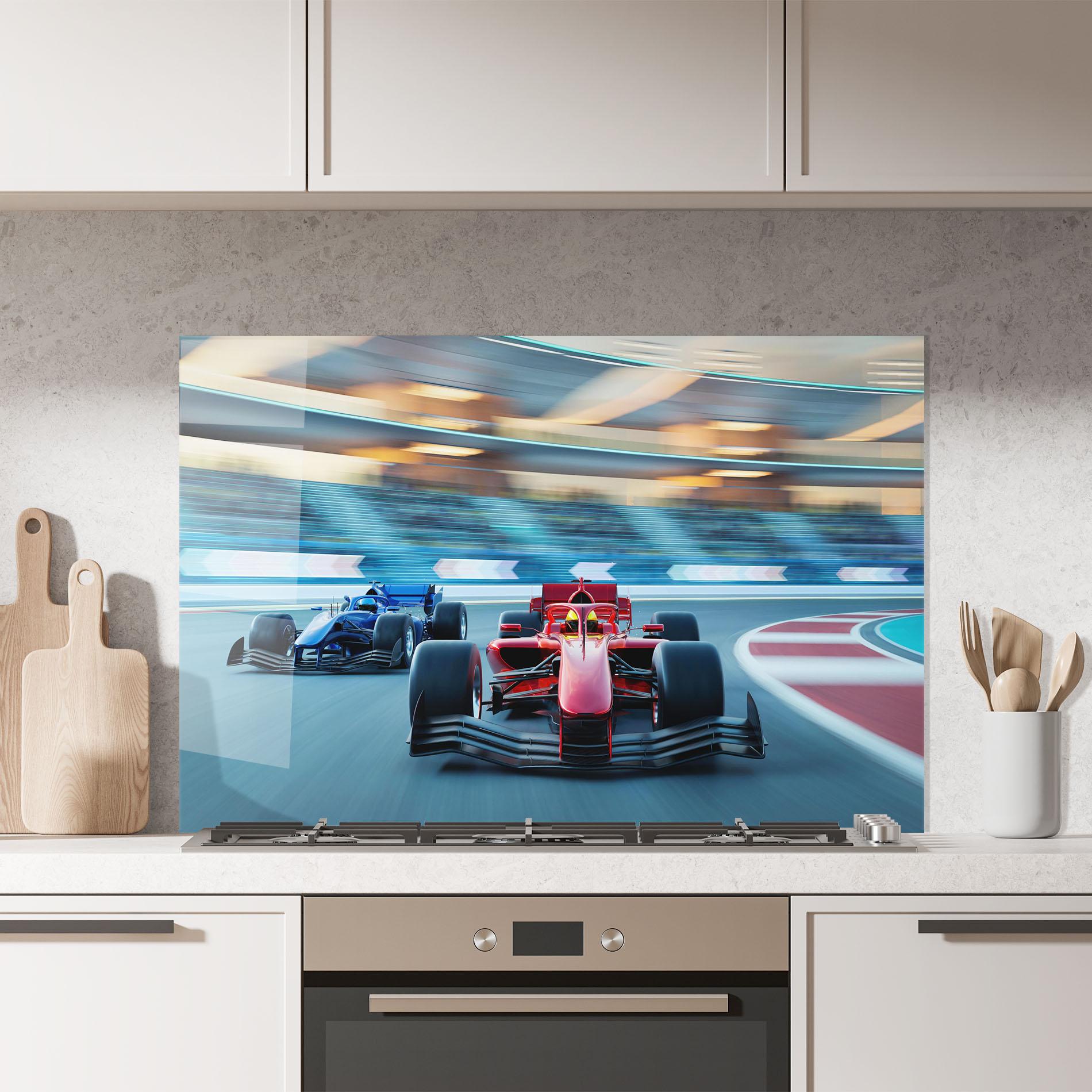 Küchenrückwand Glas F1 Racing mockup 7