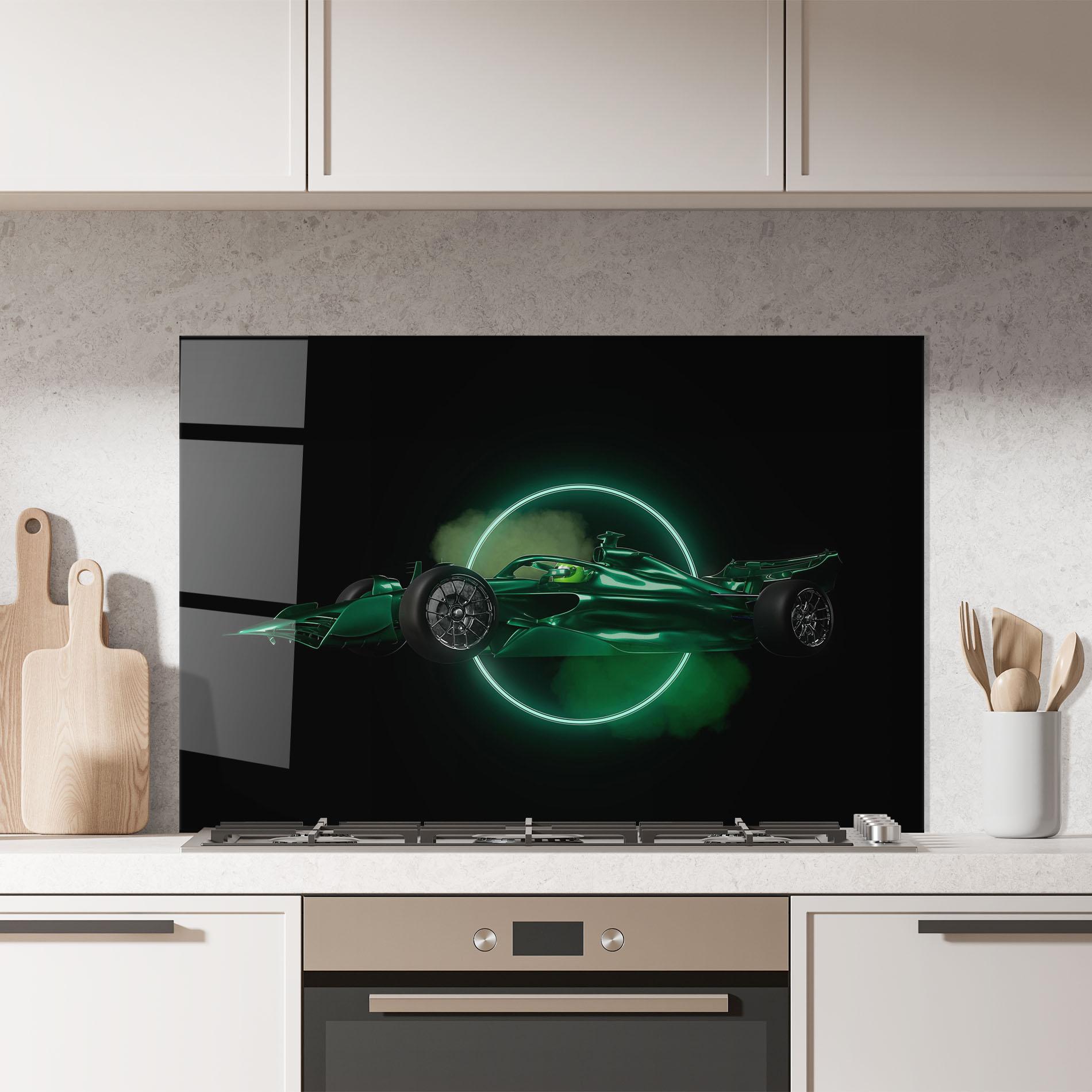 Küchenrückwand Glas Green Racing Car mockup 7