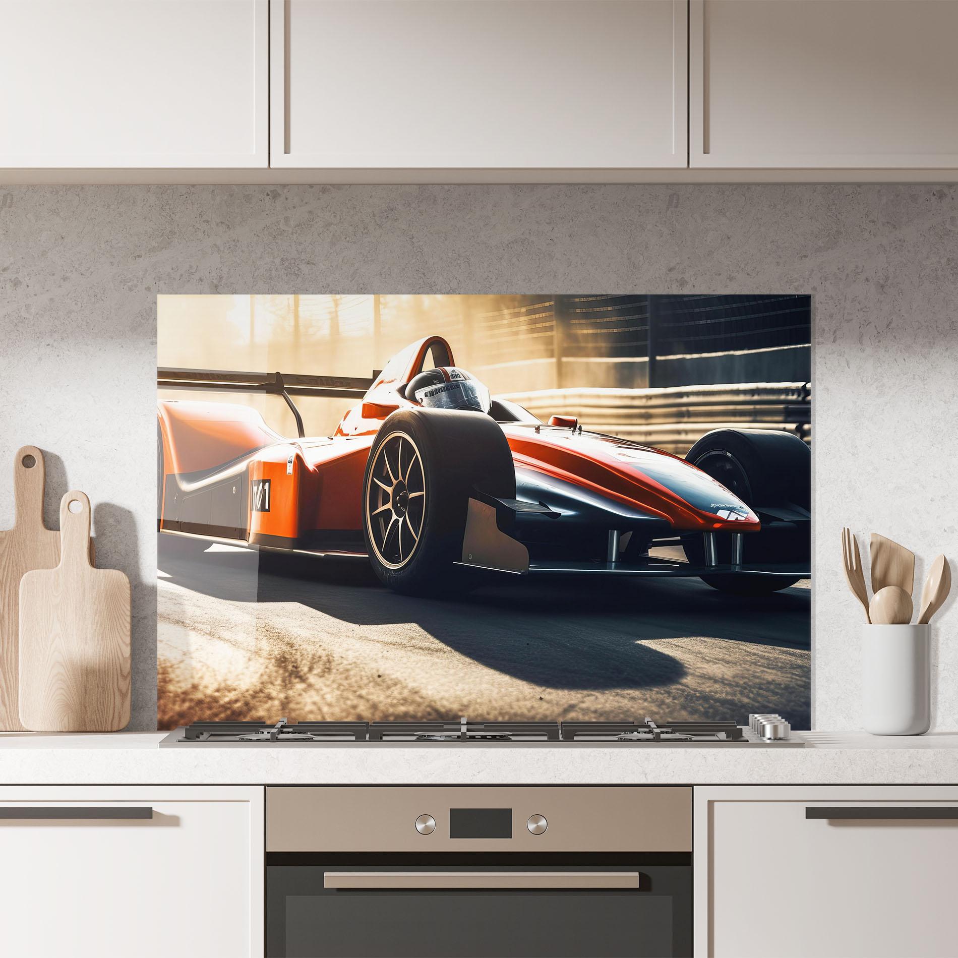 Küchenrückwand Glas Orange Sport F1 mockup 7