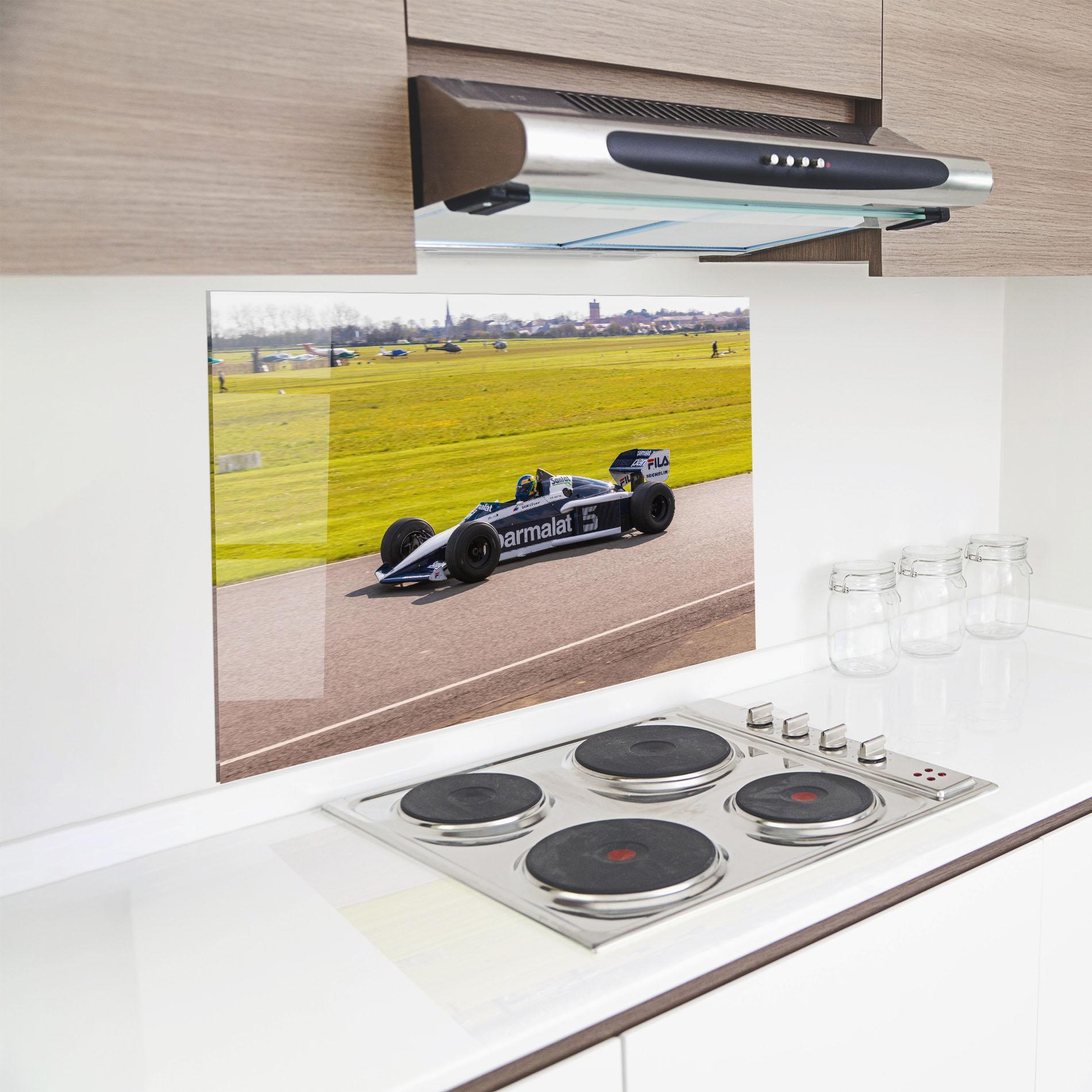 Küchenrückwand Glas Black F1 Car mockup 8