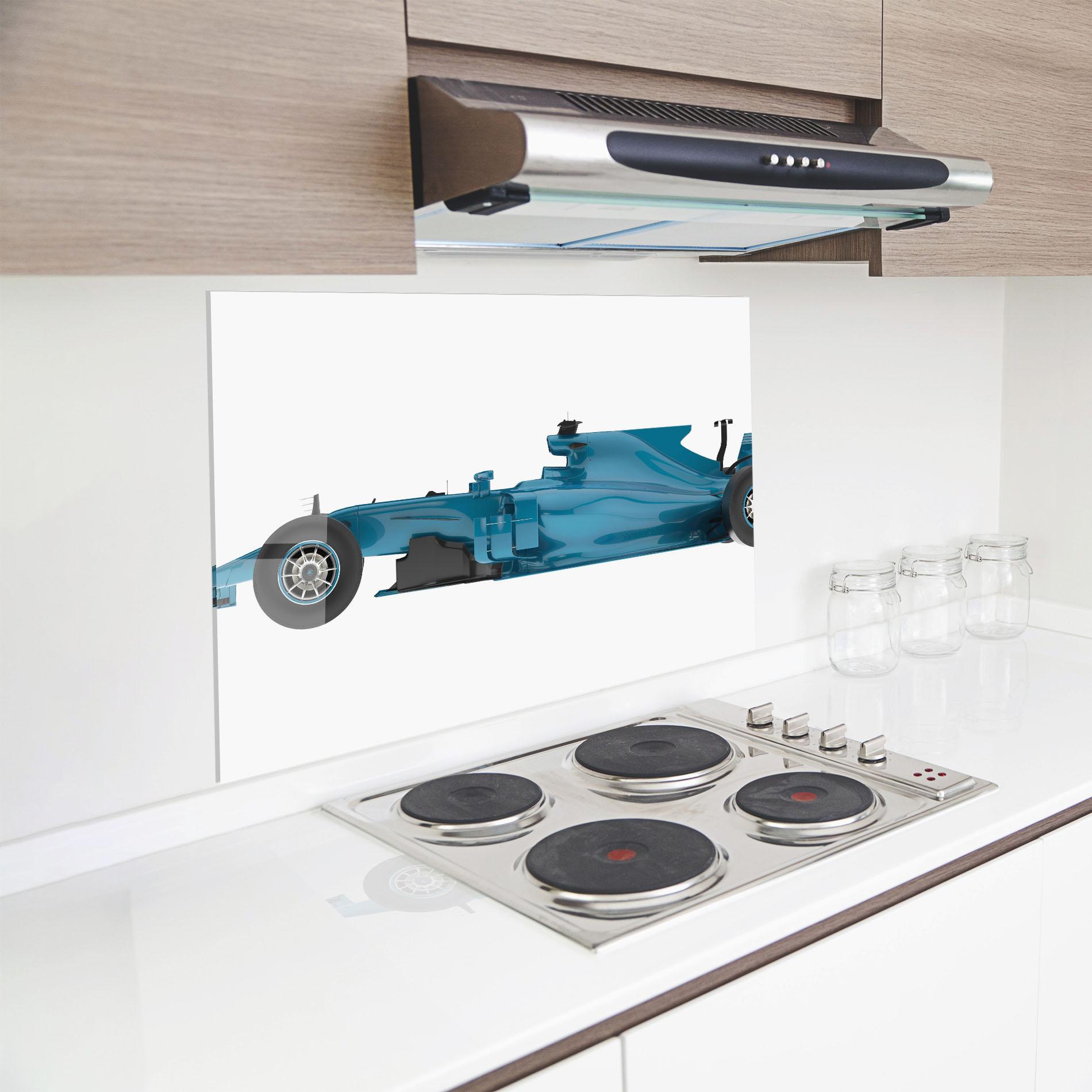 Küchenrückwand Glas Blue F1 Toy mockup 8