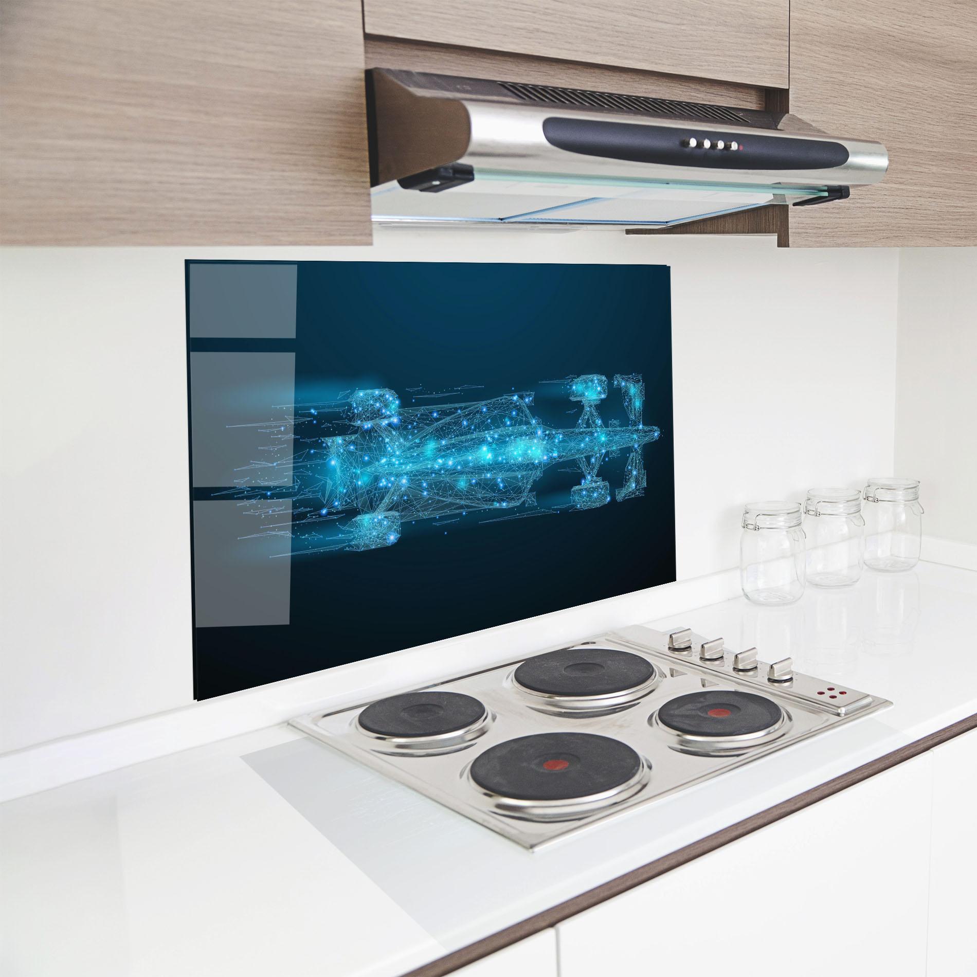 Küchenrückwand Glas Blue Light F1 mockup 8