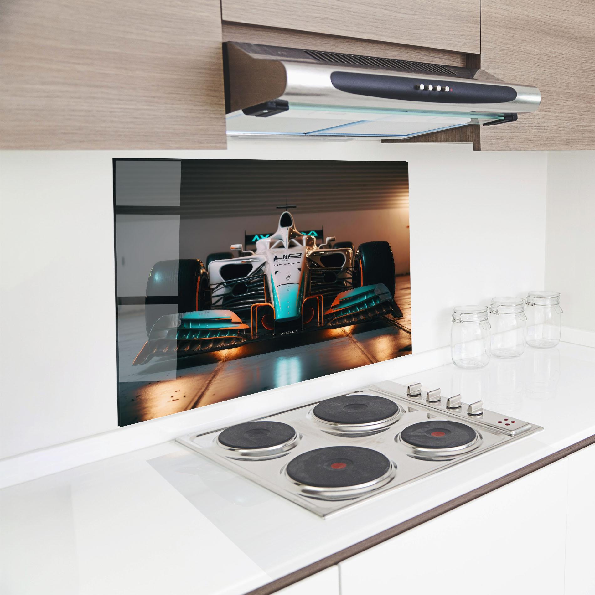 Küchenrückwand Glas Blue White F1 mockup 8