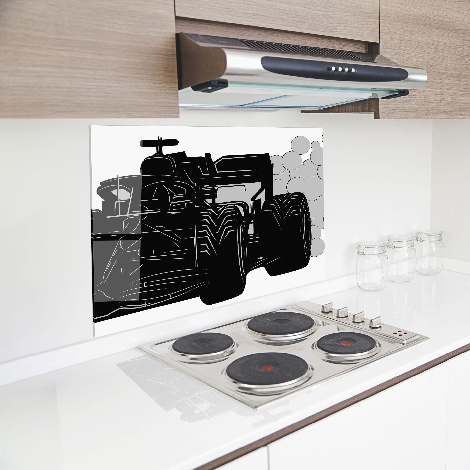 Küchenrückwand Glas Car F1 Smoke mockup 8