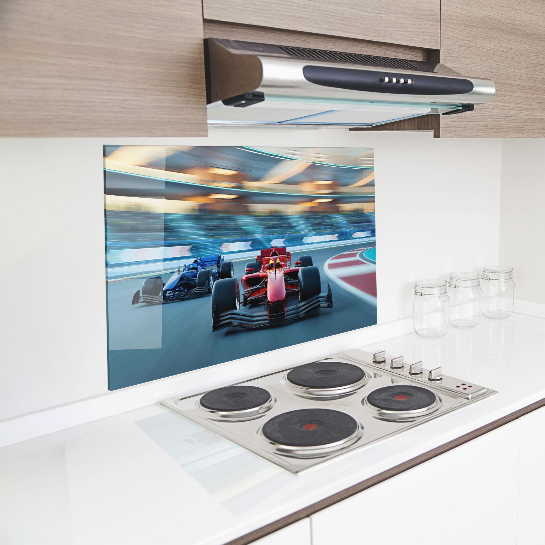 Küchenrückwand Glas F1 Racing mockup 8