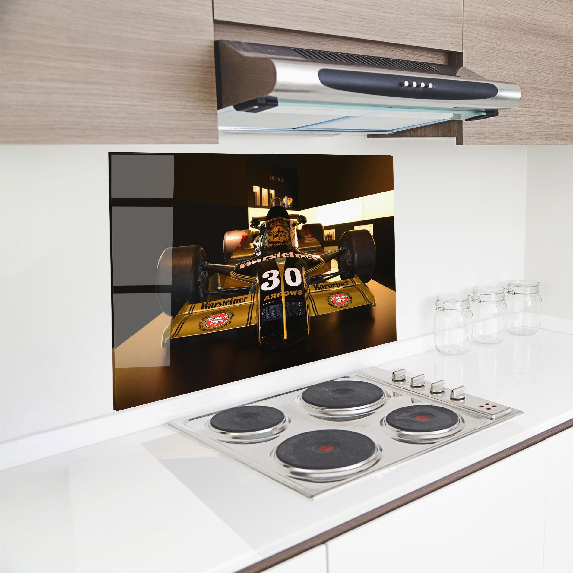 Küchenrückwand Glas Formula 1 Car Color mockup 8