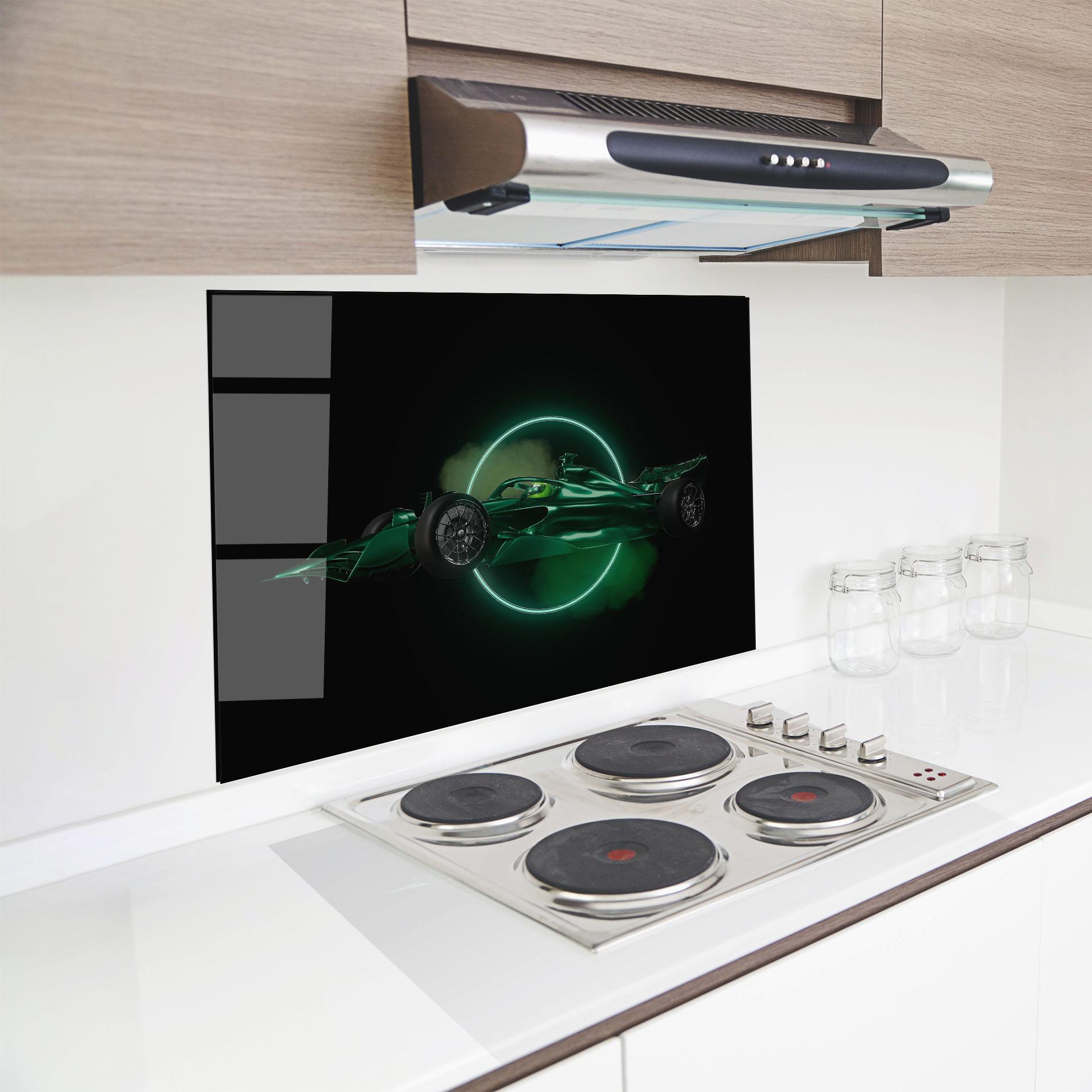 Küchenrückwand Glas Green Racing Car mockup 8