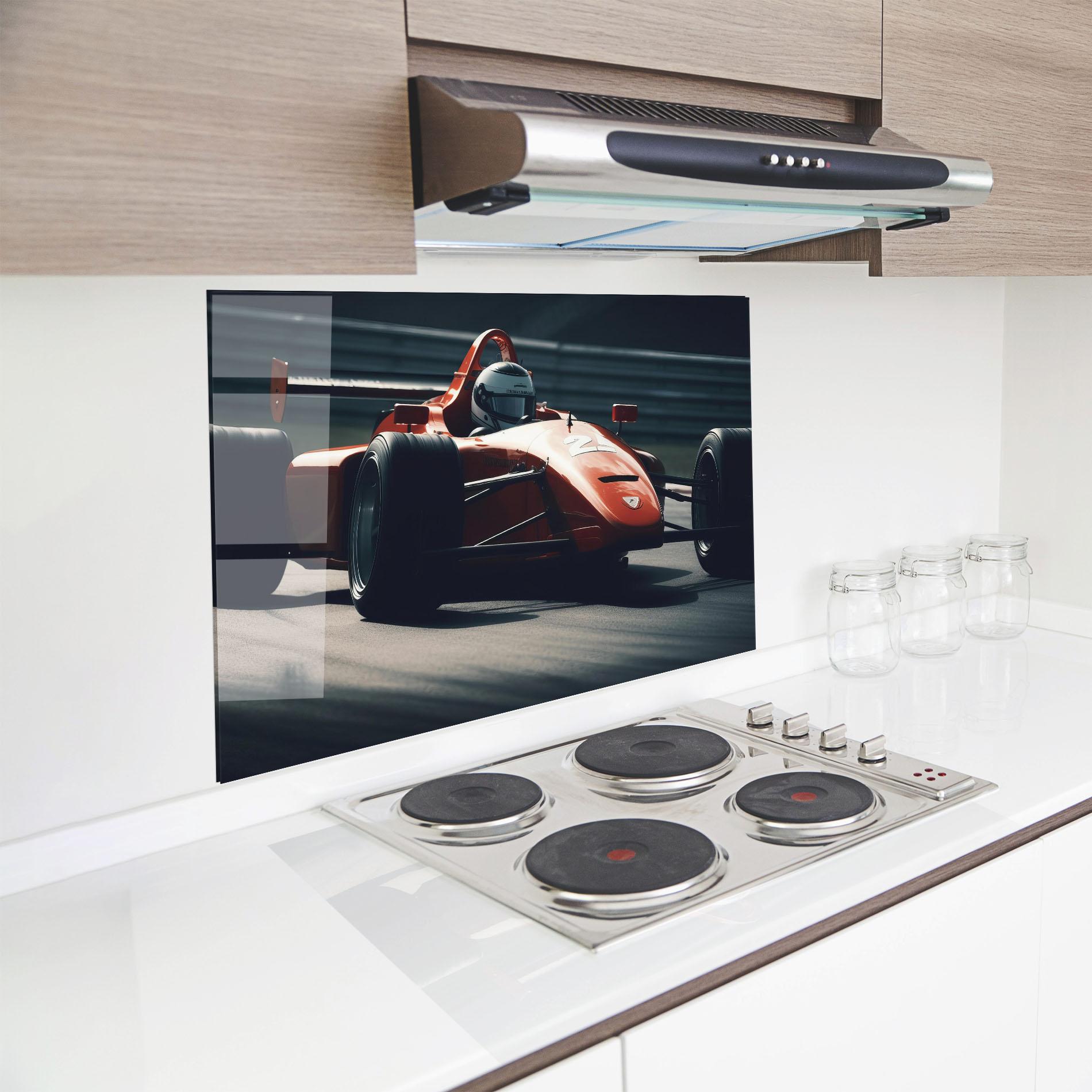 Küchenrückwand Glas Orange Car F1 mockup 8