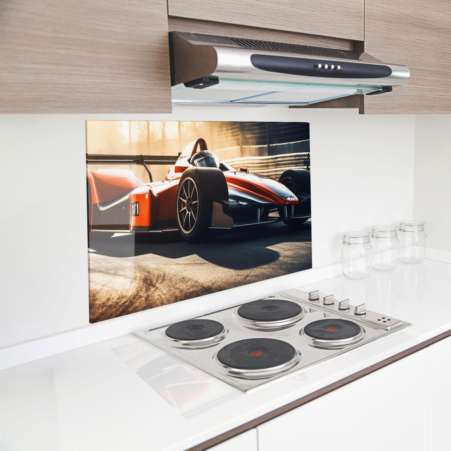 Küchenrückwand Glas Orange Sport F1 mockup 8
