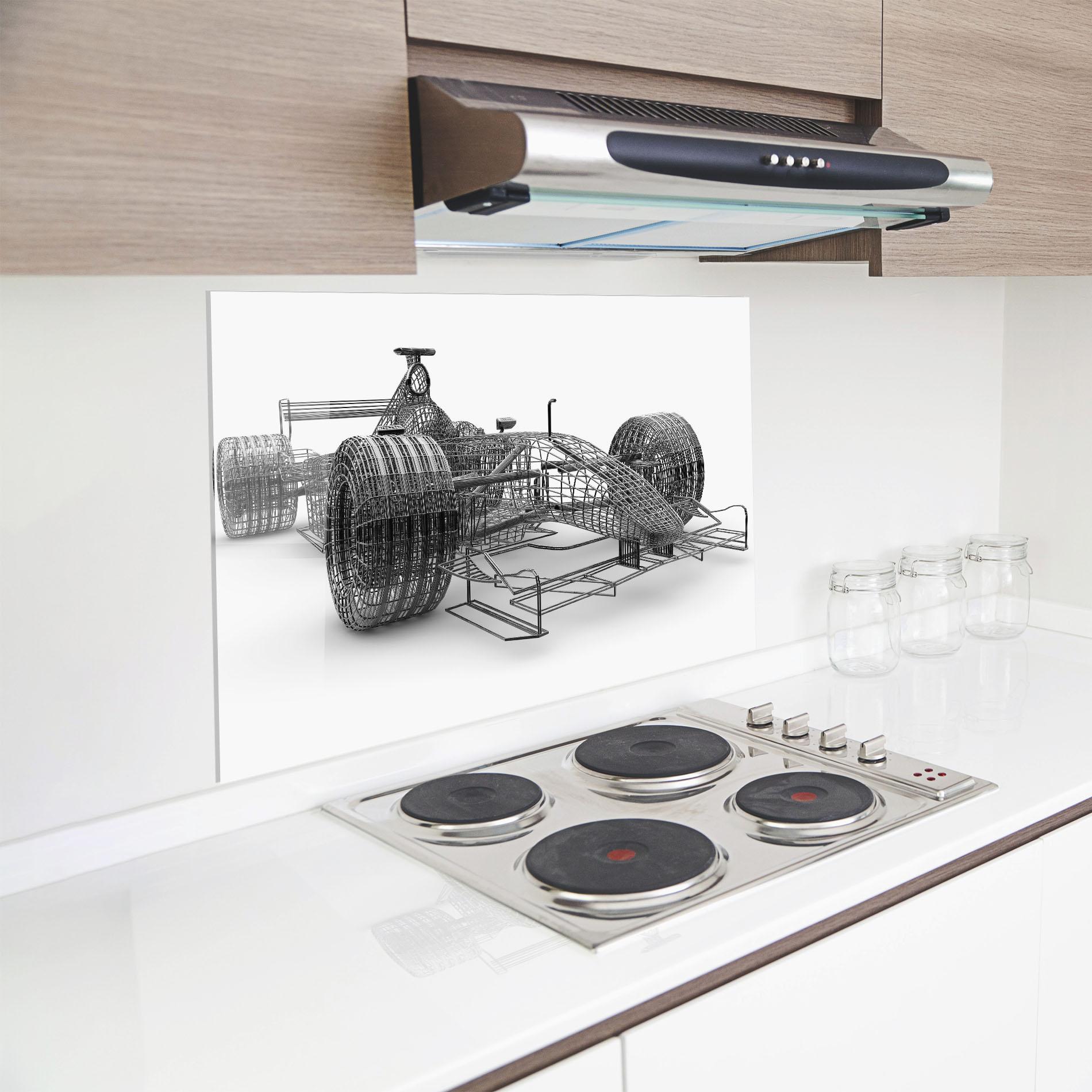 Küchenrückwand Glas Wireframe F1 Car mockup 8