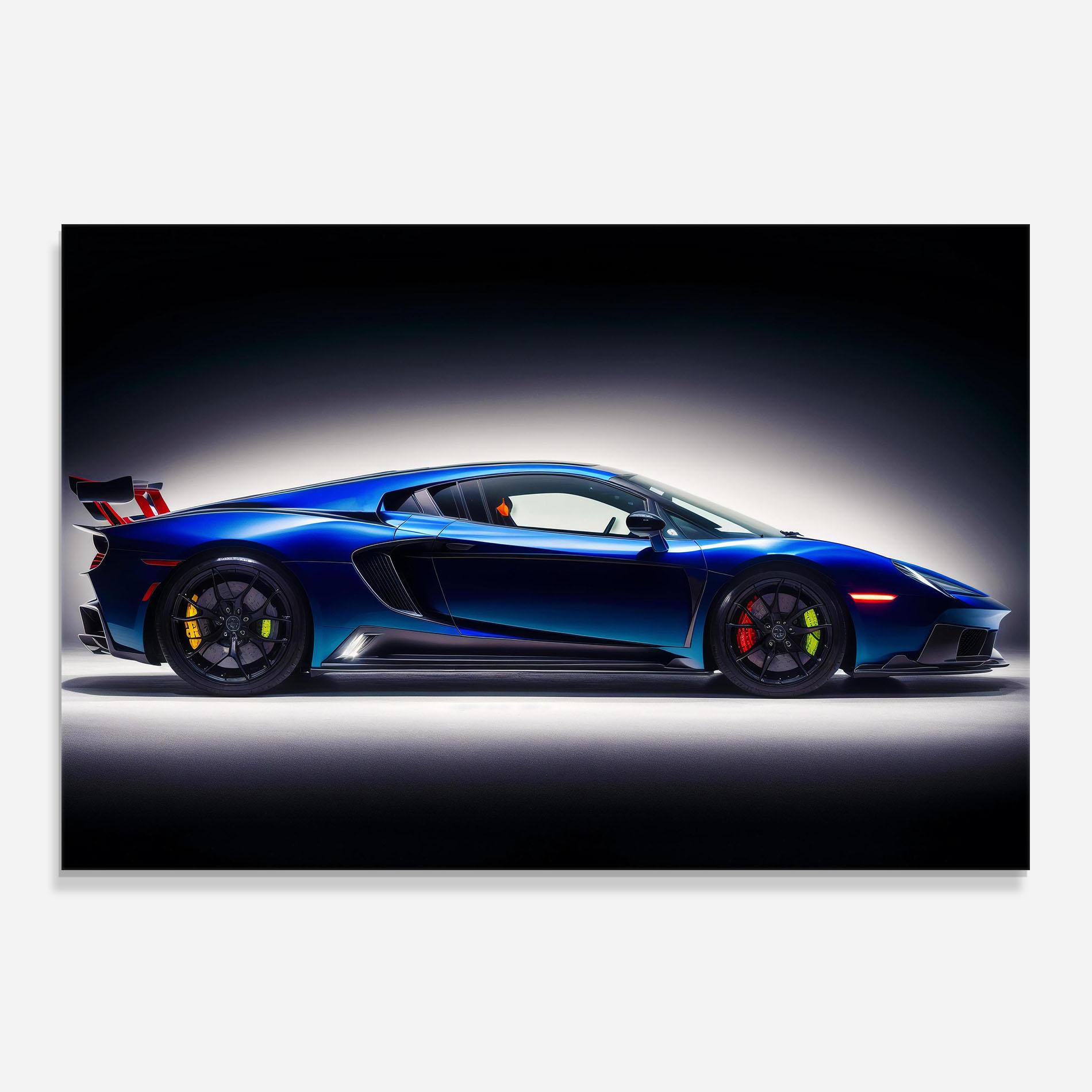 Küchenrückwand Glas Blue Hypercar Side mockup 0