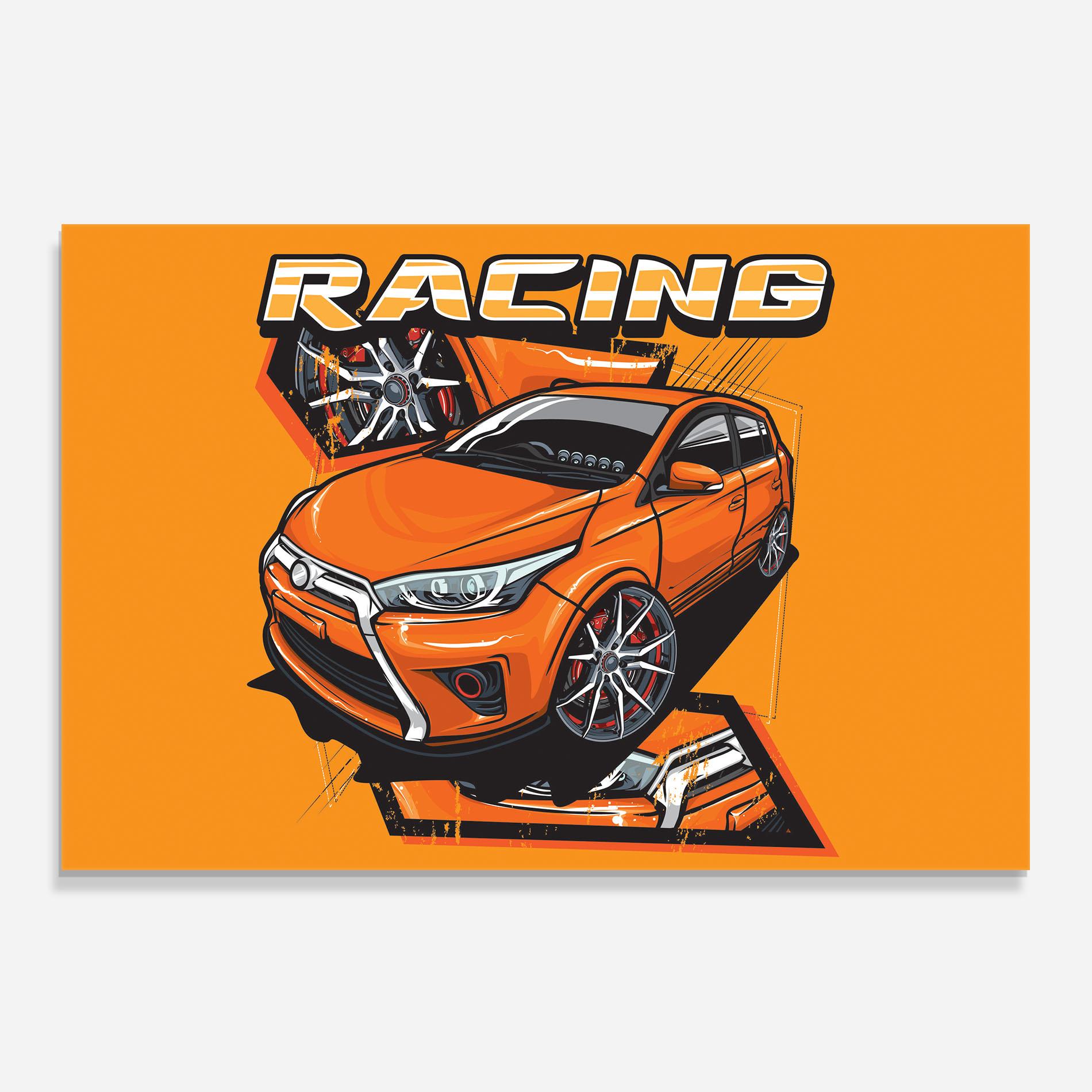 Küchenrückwand Glas Racing Orange Car mockup 0