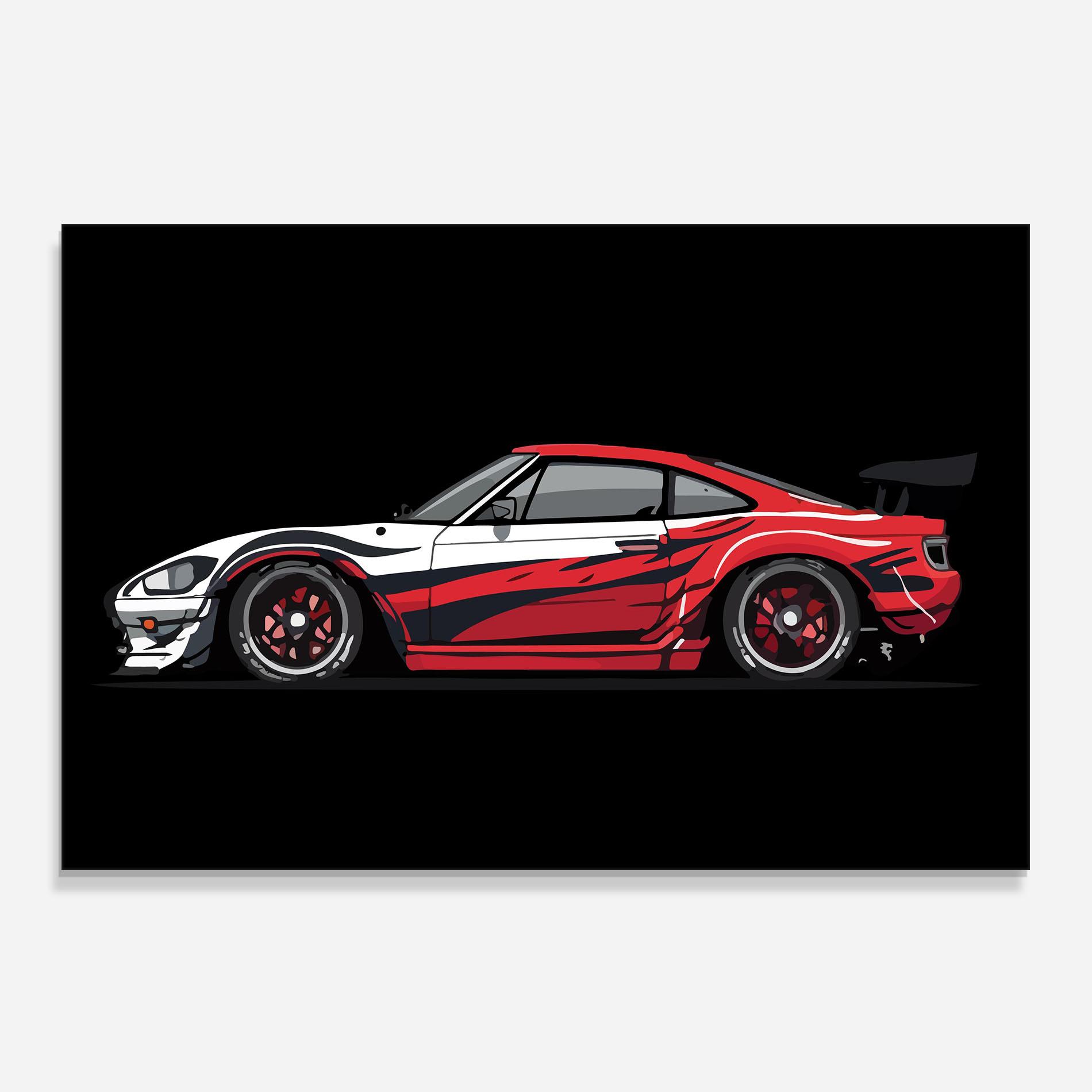 Küchenrückwand Glas Red White Sport Car mockup 0