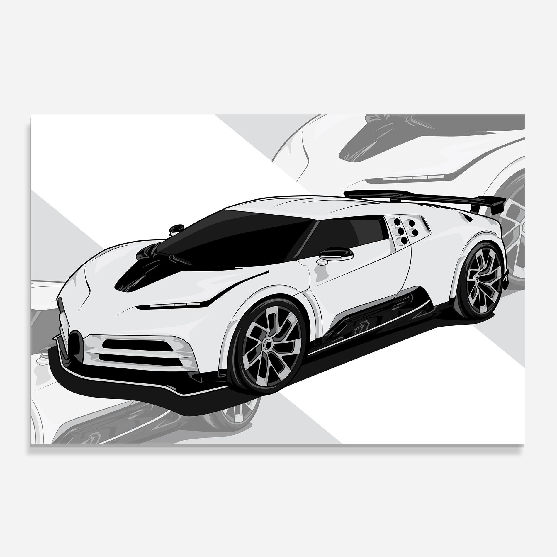 Küchenrückwand Glas Sport White Car mockup 0