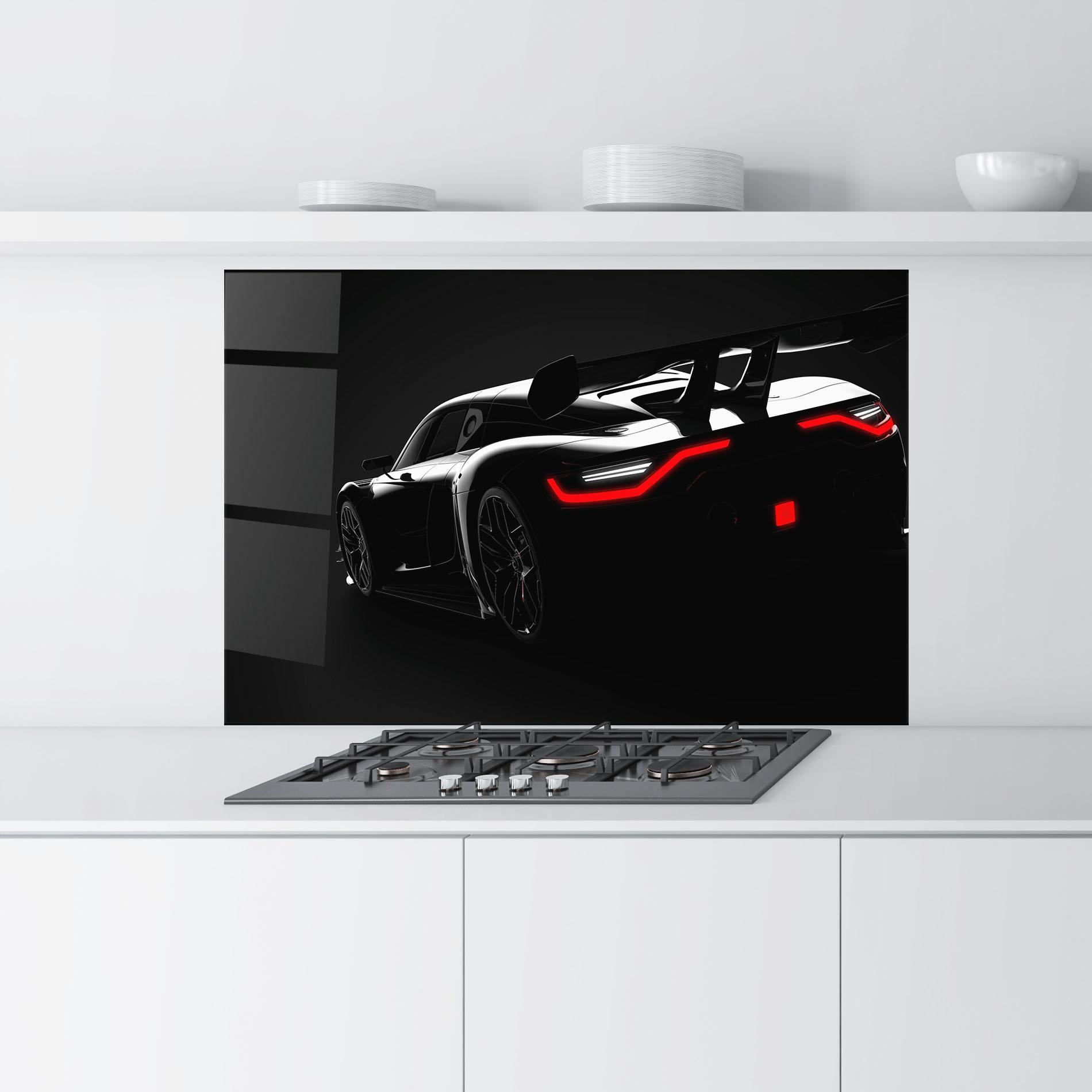 Küchenrückwand Glas Black Hypercar Car mockup 9