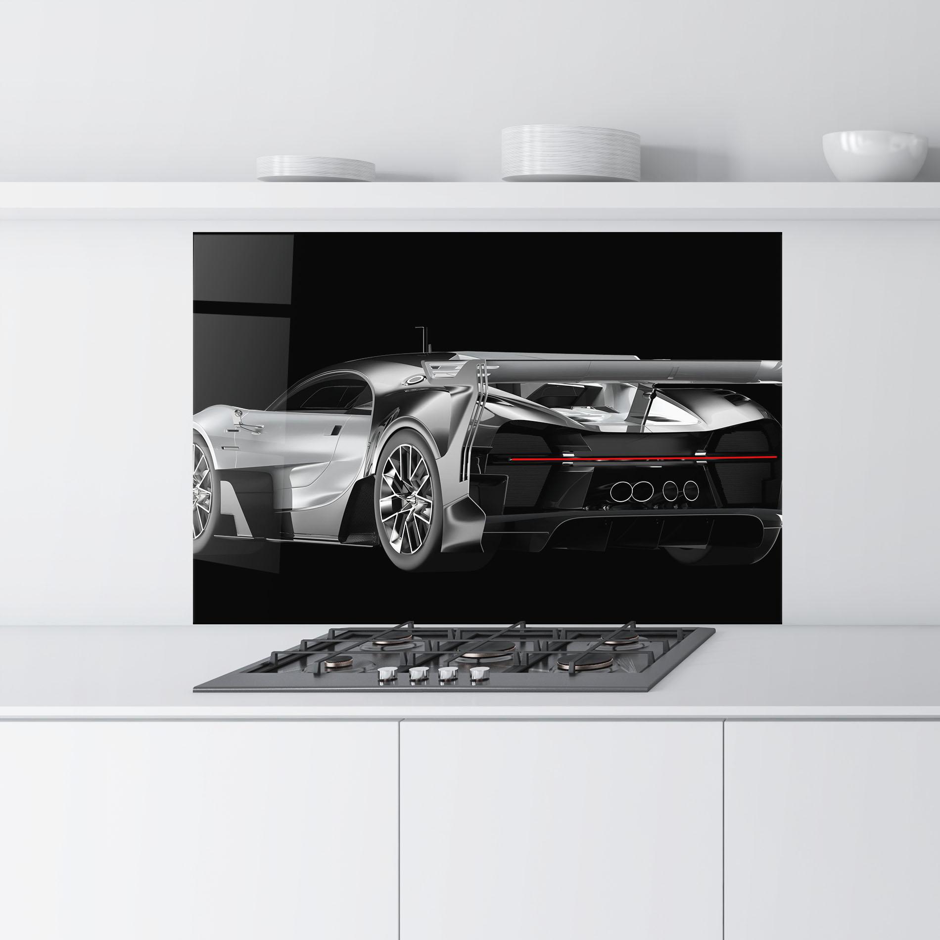 Küchenrückwand Glas Black Rear Hypercar mockup 9