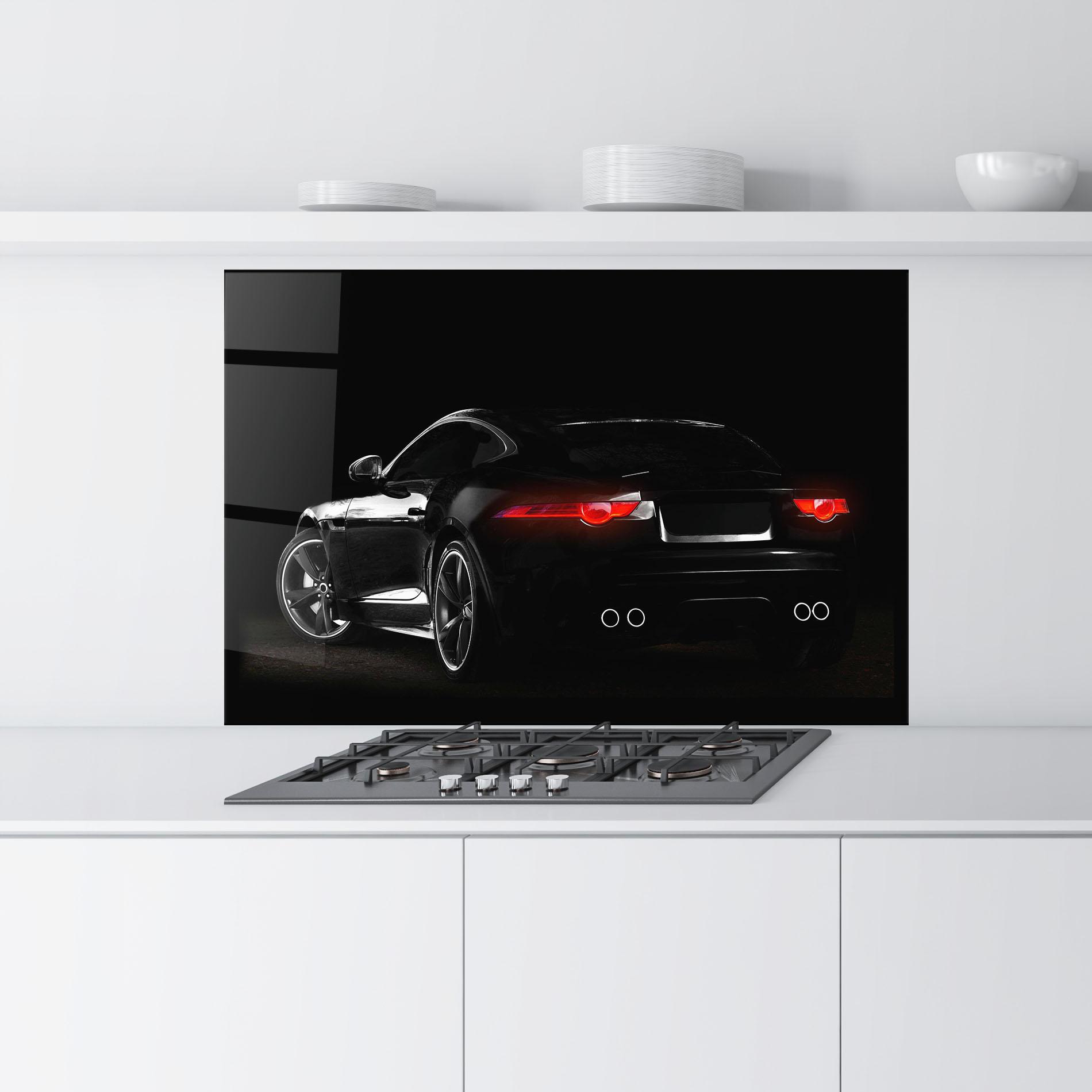 Küchenrückwand Glas Black Silhouette Car mockup 9