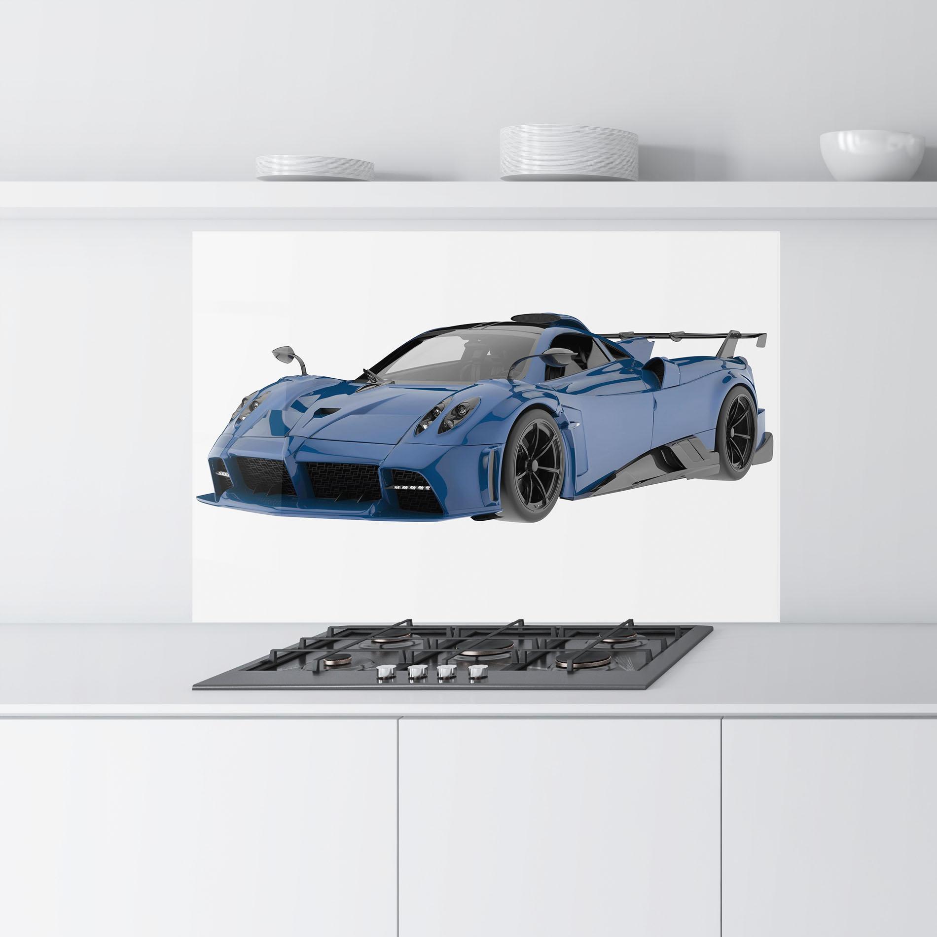 Küchenrückwand Glas Dark Blue Pagani mockup 9