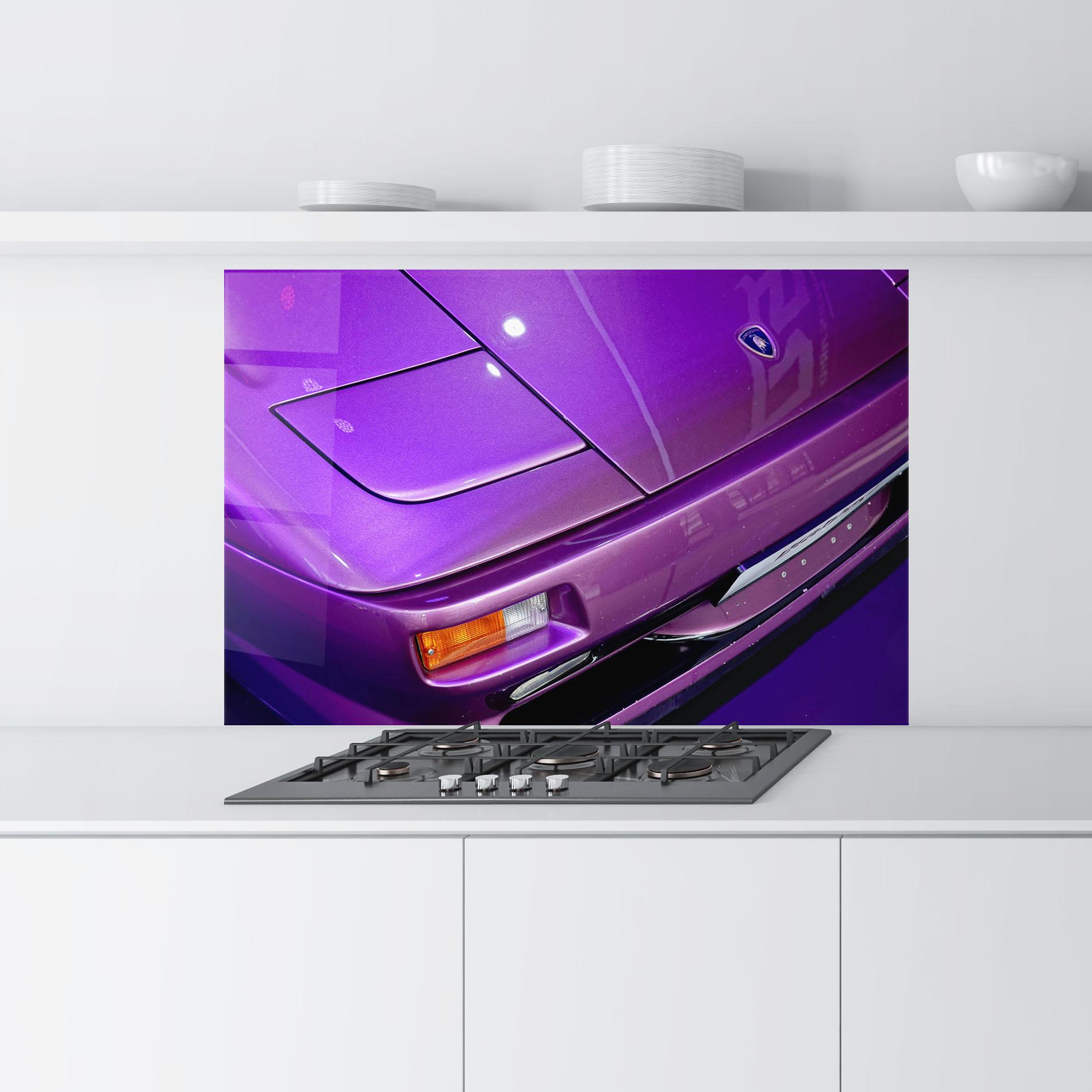 Küchenrückwand Glas Purple Lambo Headlight mockup 9