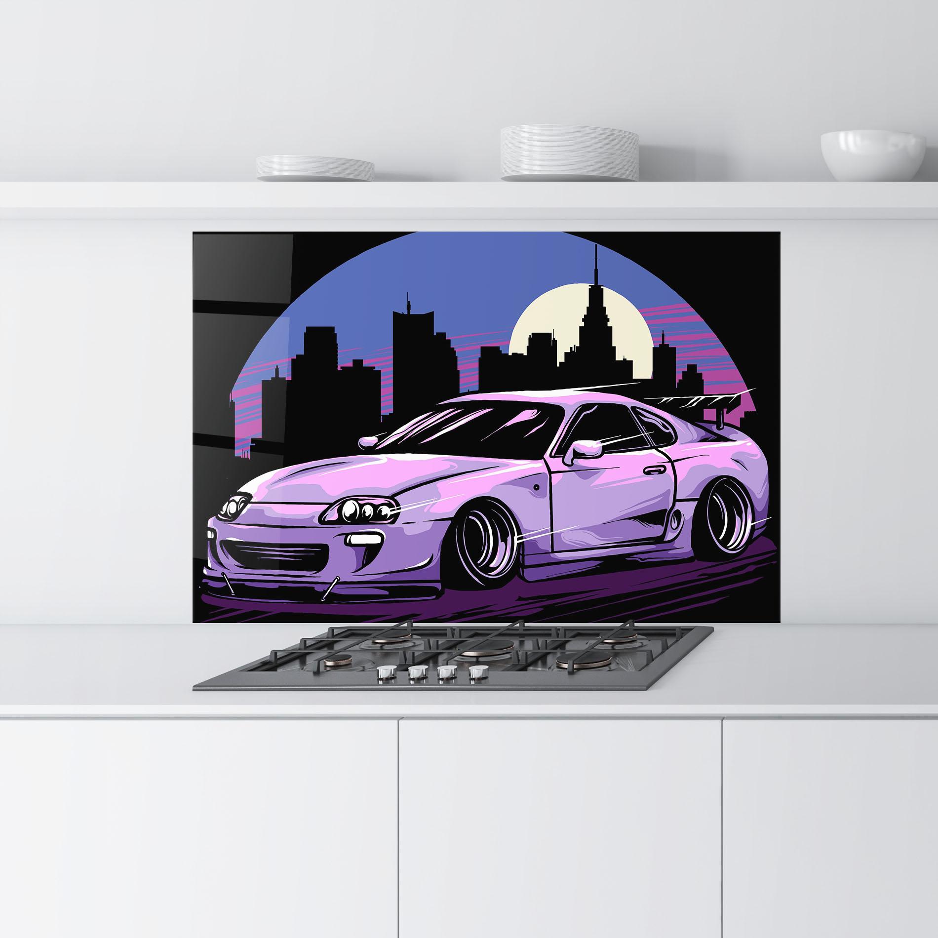 Küchenrückwand Glas Purple Supra mockup 9