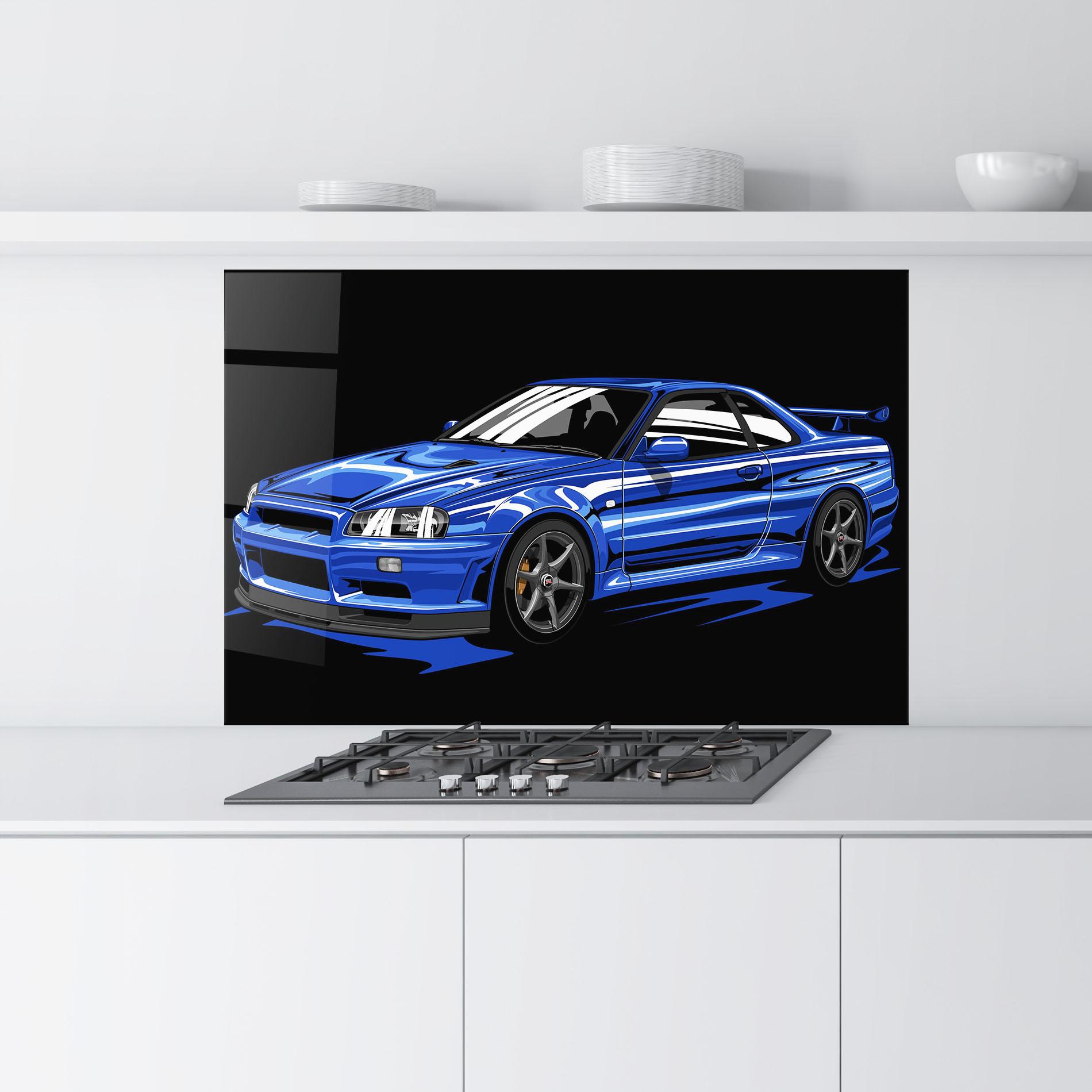 Küchenrückwand Glas Sport Blue Car mockup 9