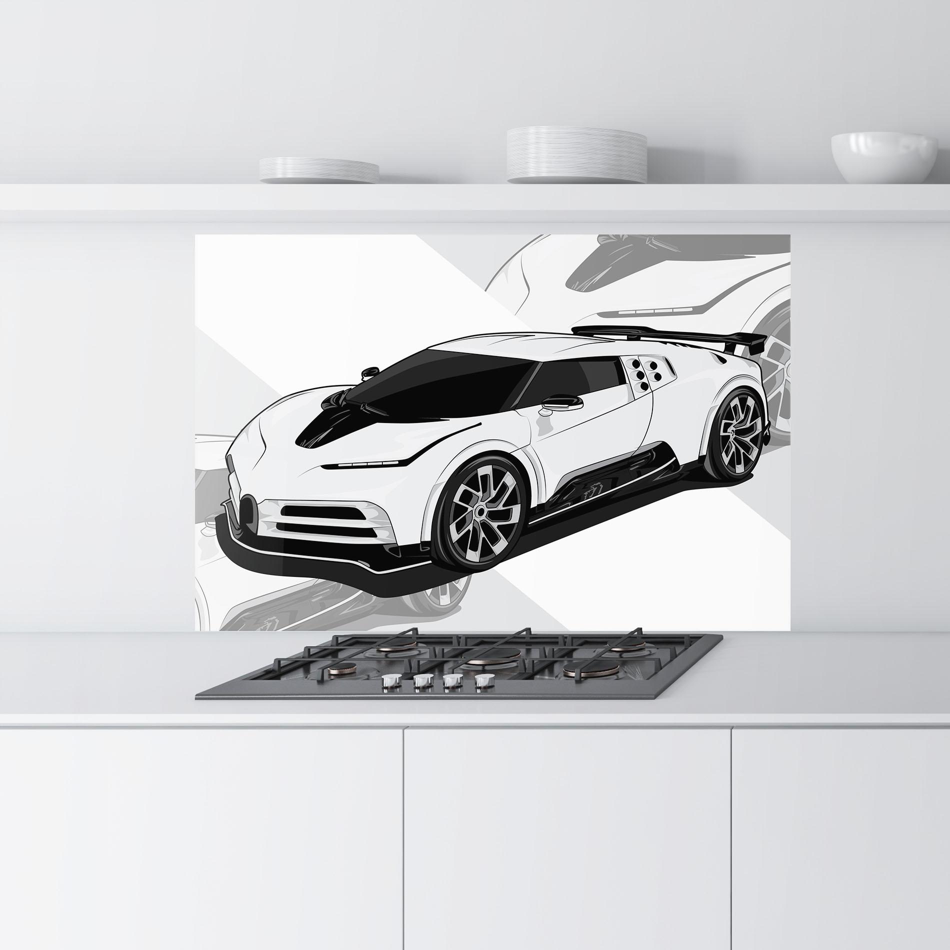 Küchenrückwand Glas Sport White Car mockup 9