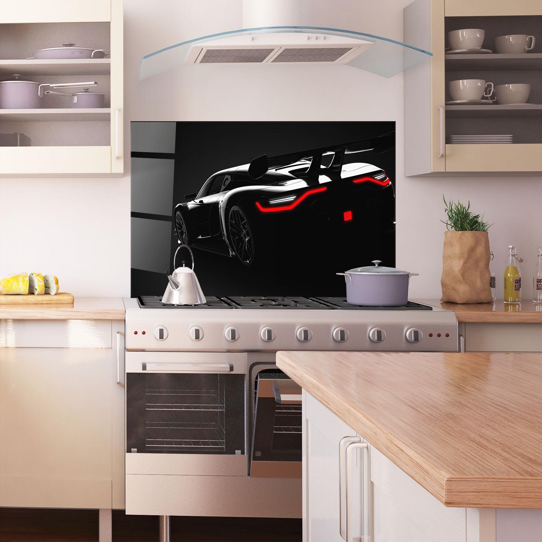 Küchenrückwand Glas Black Hypercar Car mockup 1