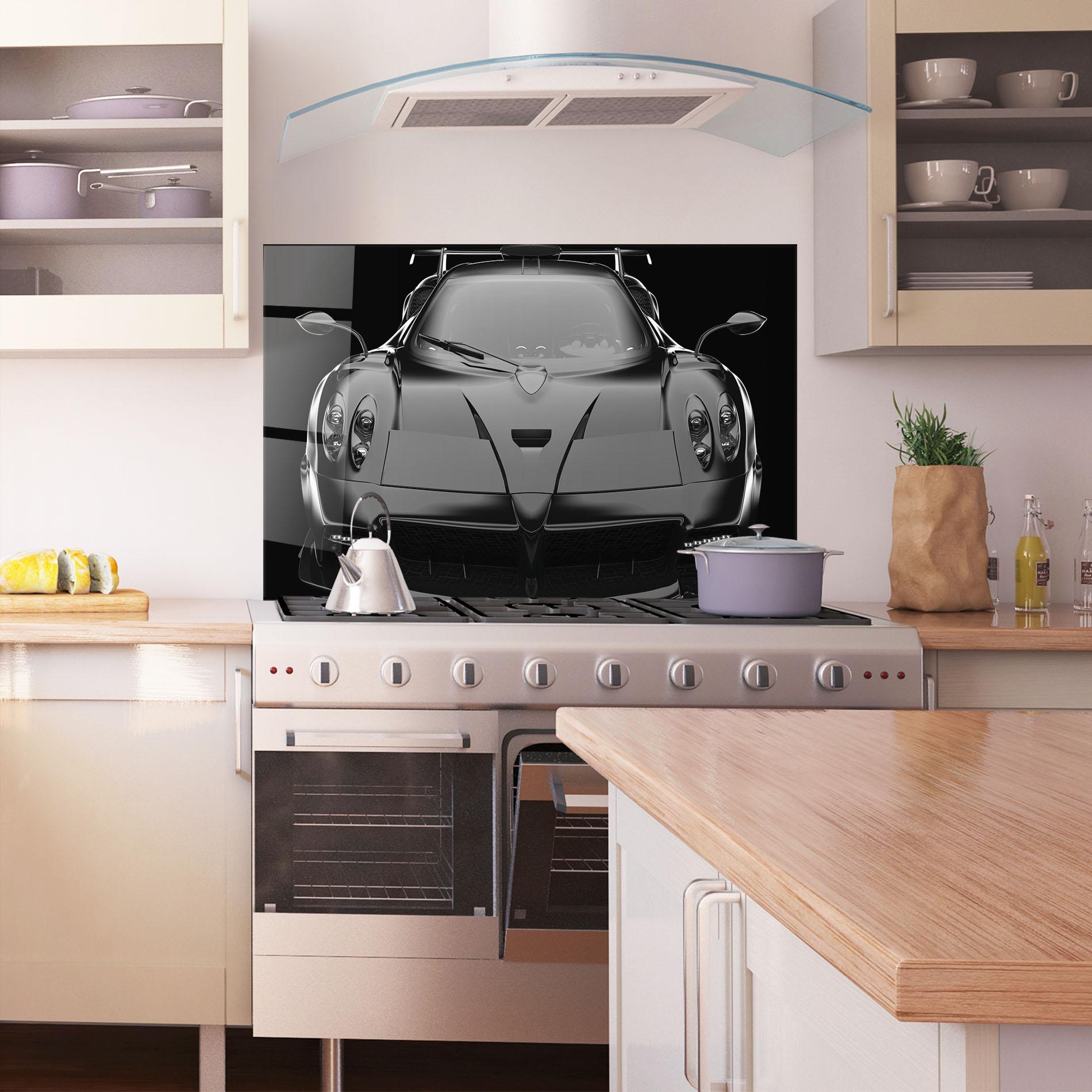 Küchenrückwand Glas Black Matte Pagani mockup 1