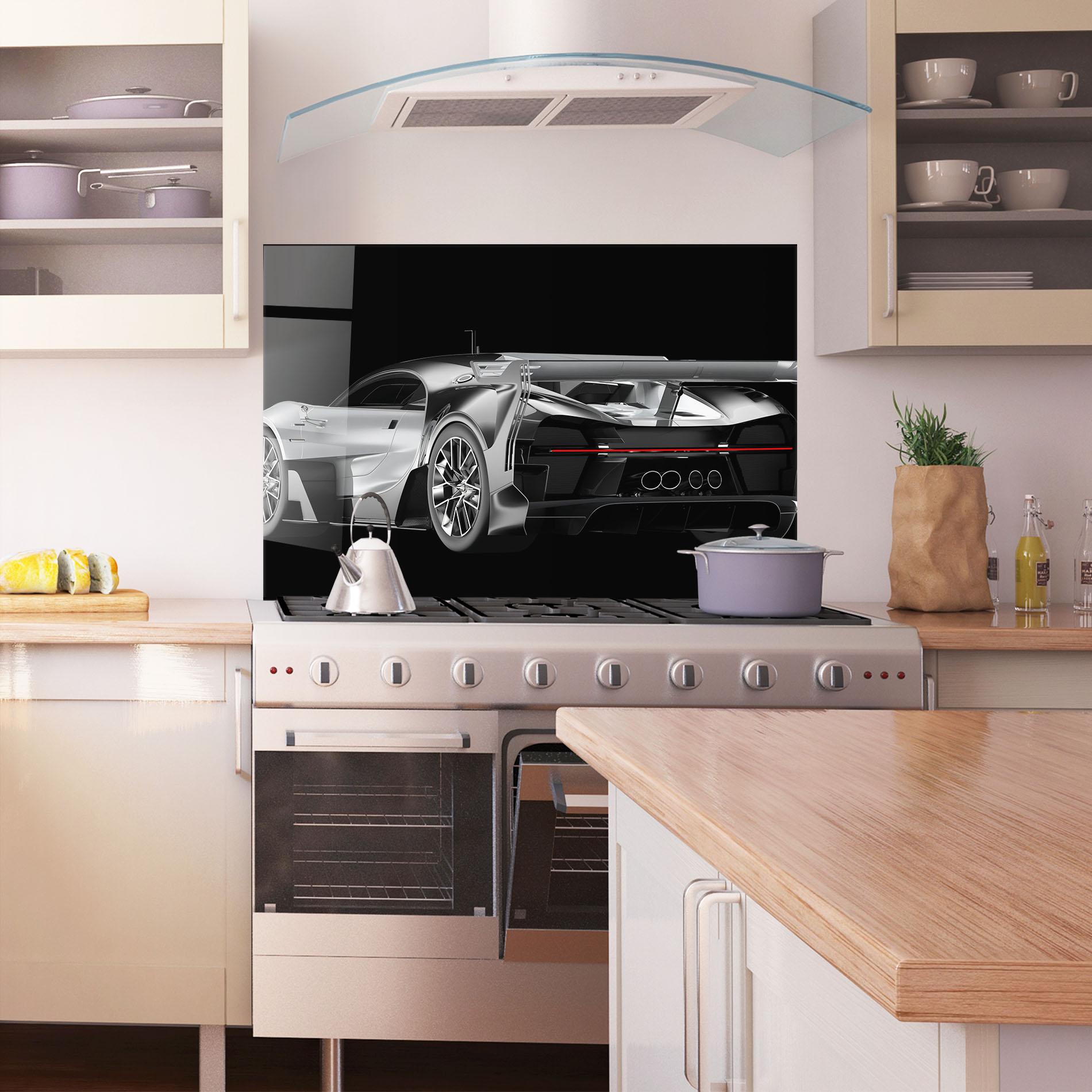 Küchenrückwand Glas Black Rear Hypercar mockup 1