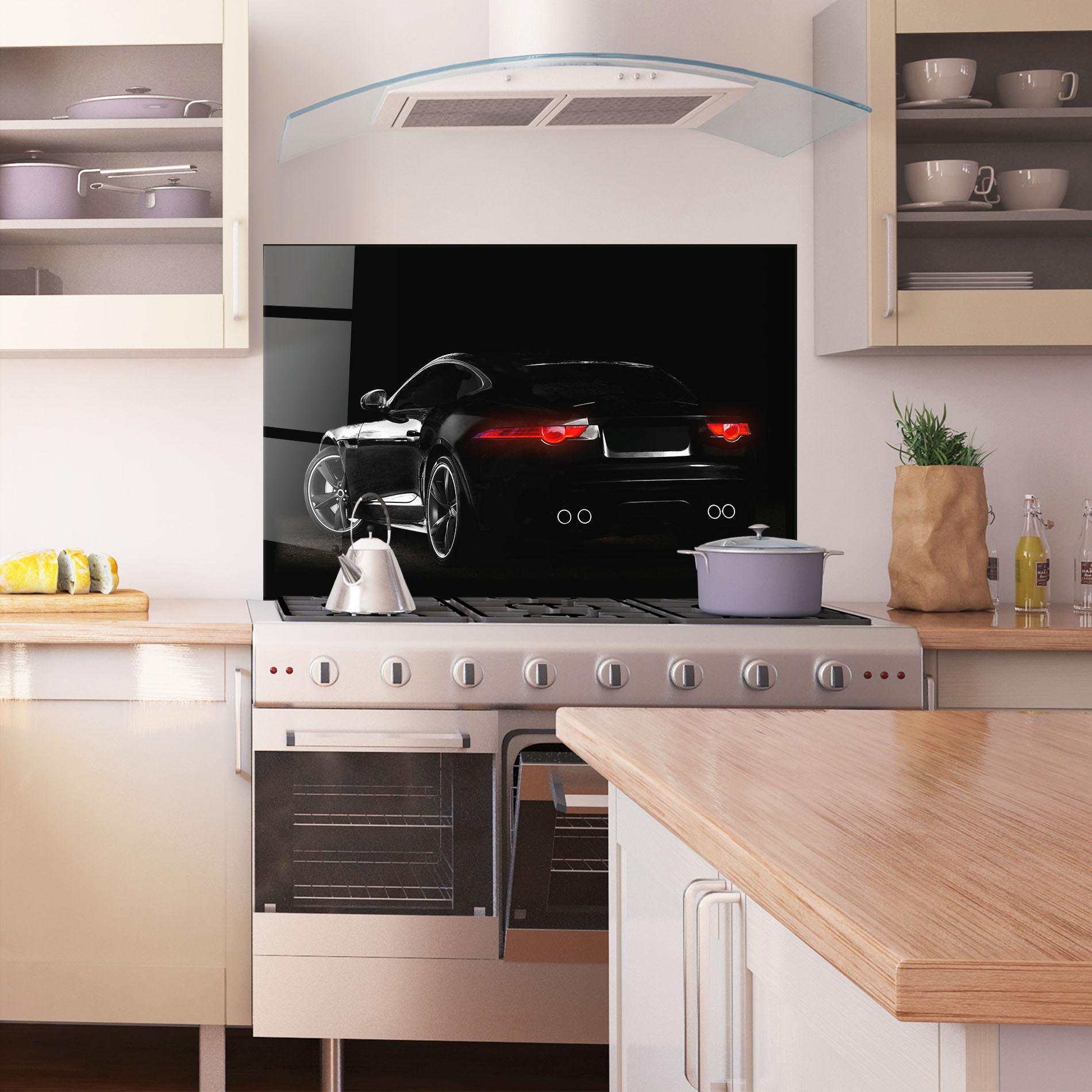 Küchenrückwand Glas Black Silhouette Car mockup 1
