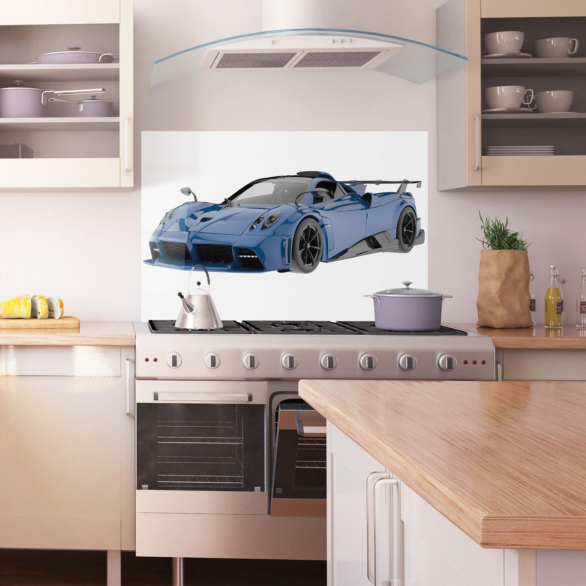 Küchenrückwand Glas Dark Blue Pagani mockup 1