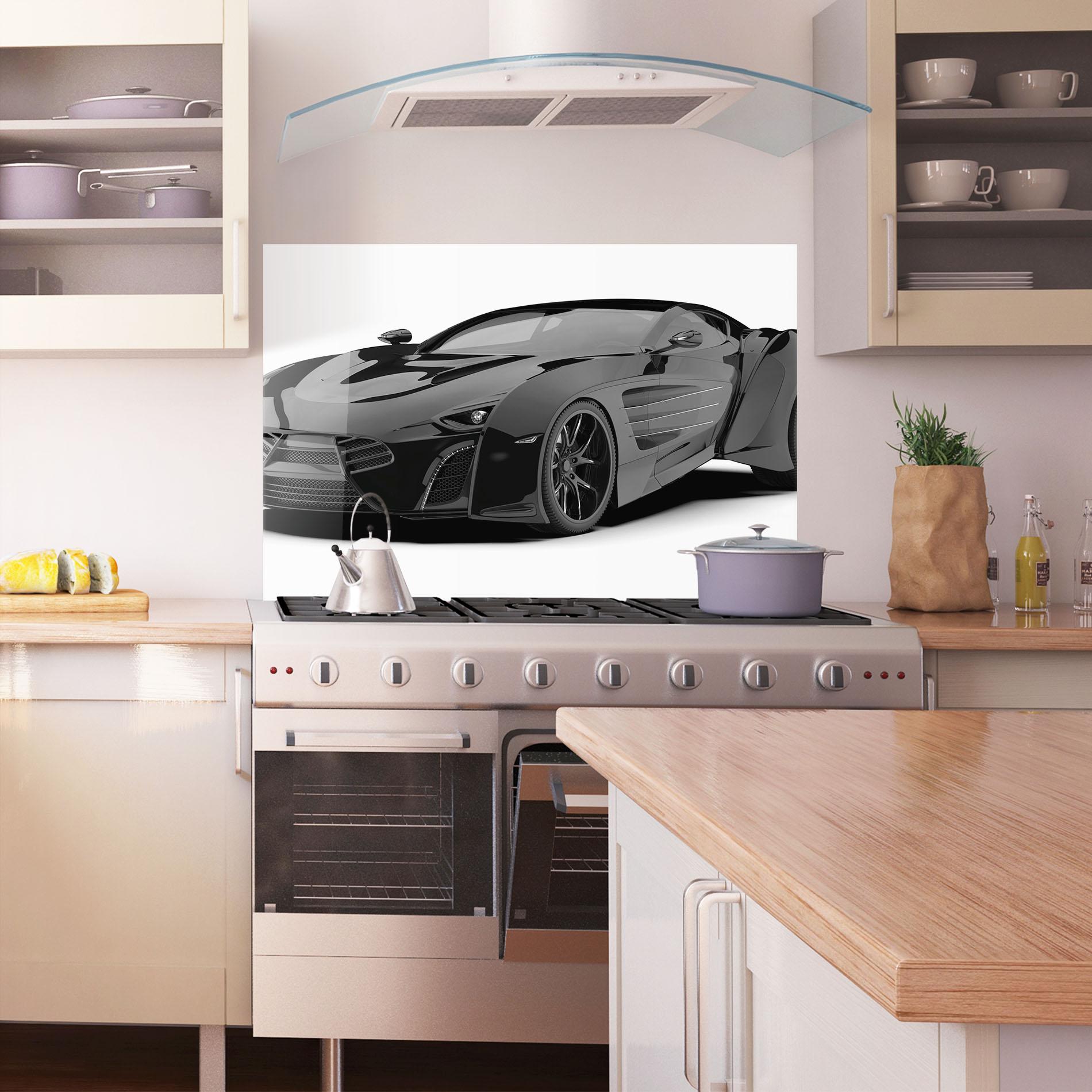 Küchenrückwand Glas Sport Black Car mockup 1