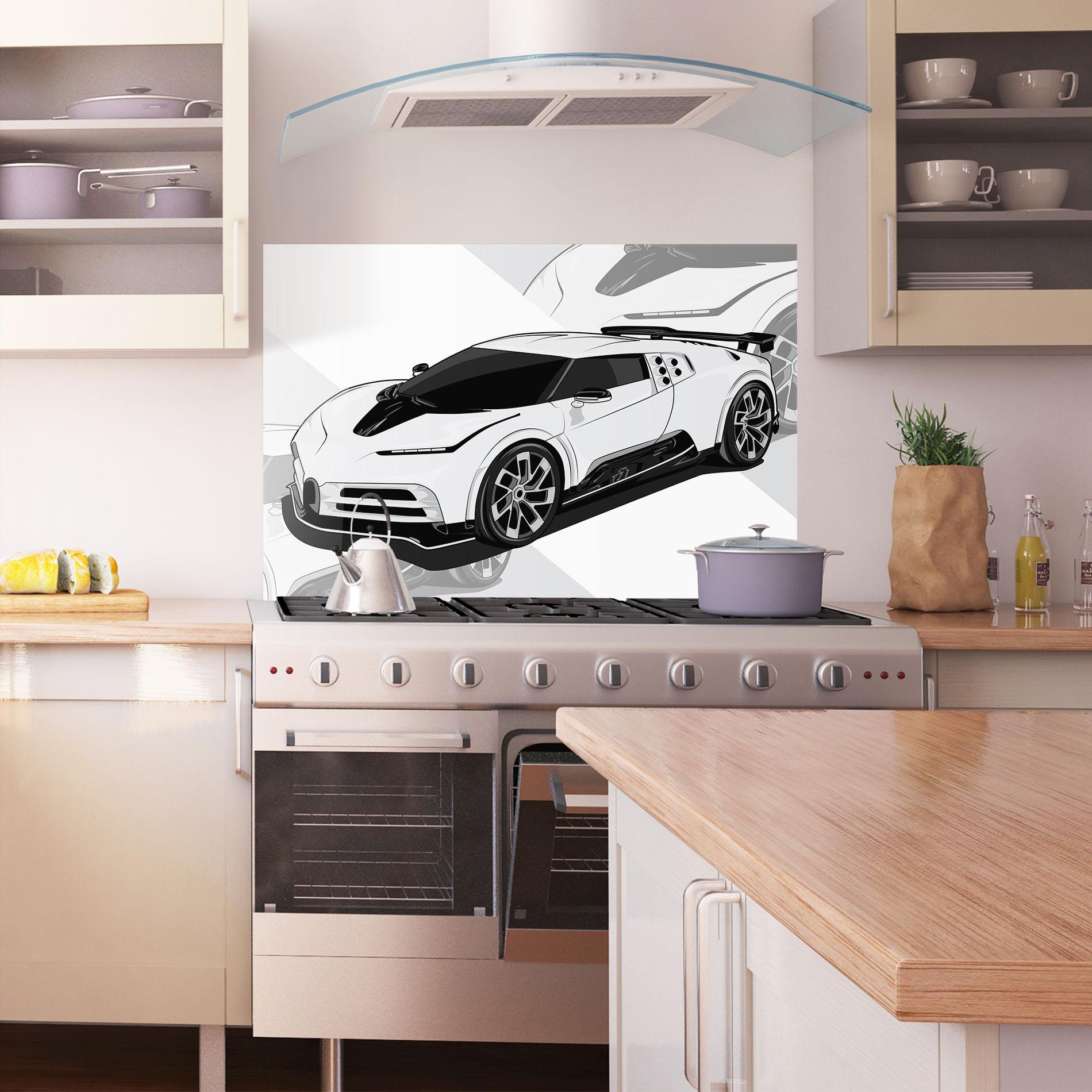 Küchenrückwand Glas Sport White Car mockup 1