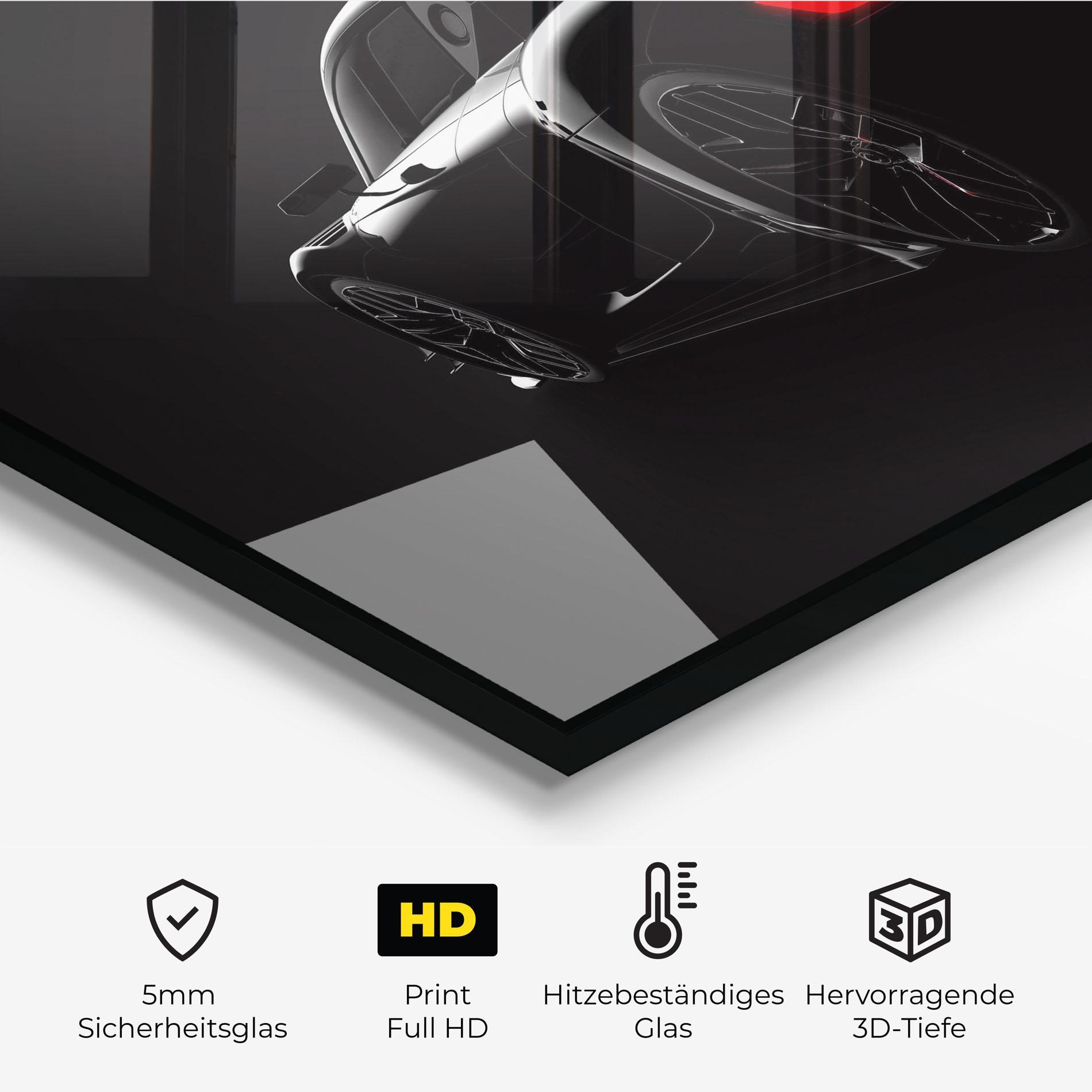 Küchenrückwand Glas Black Hypercar Car mockup 2