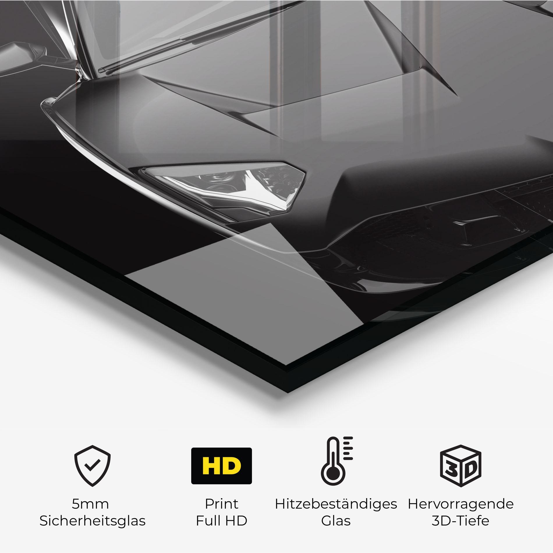 Küchenrückwand Glas Black Matte Lambo mockup 2