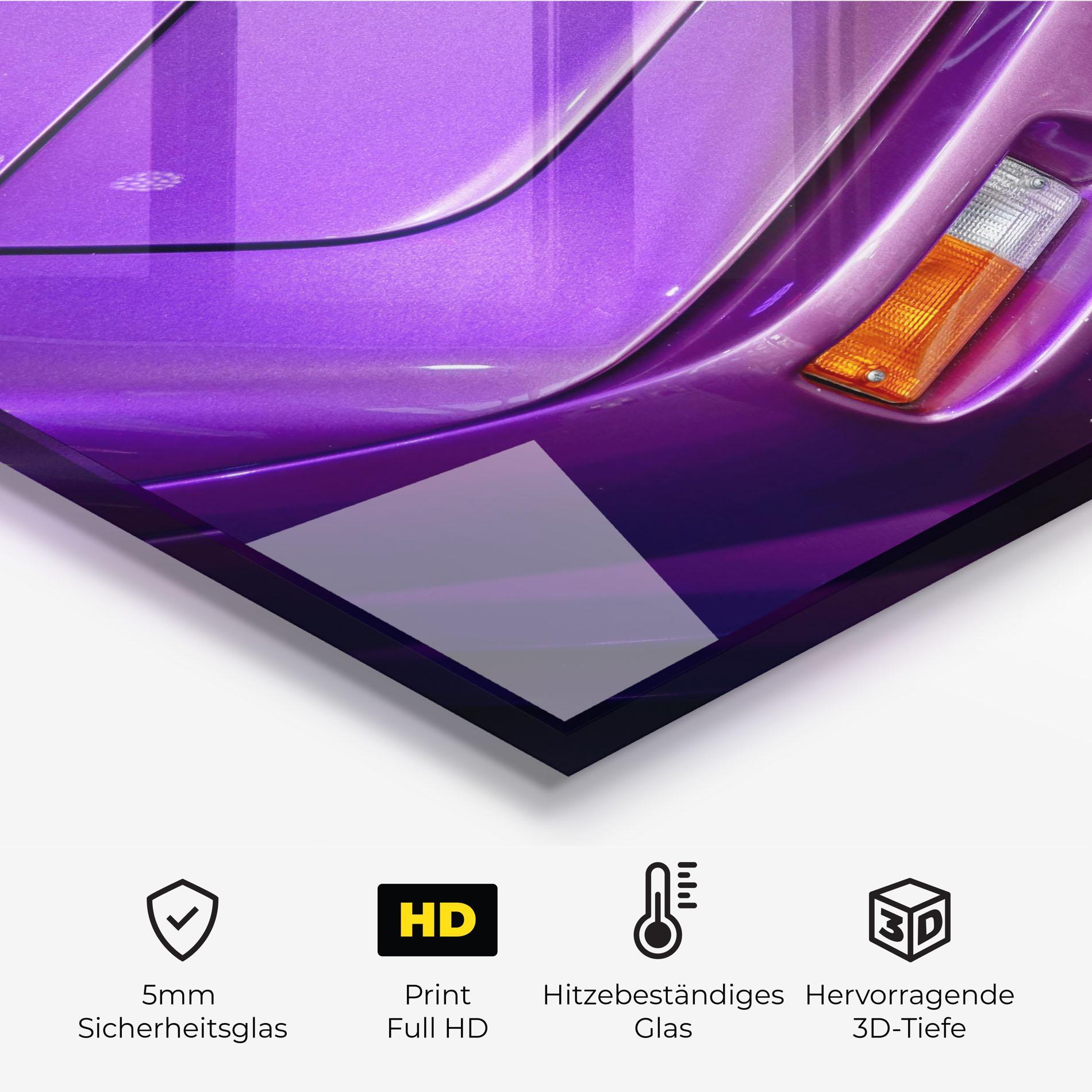 Küchenrückwand Glas Purple Lambo Headlight mockup 2