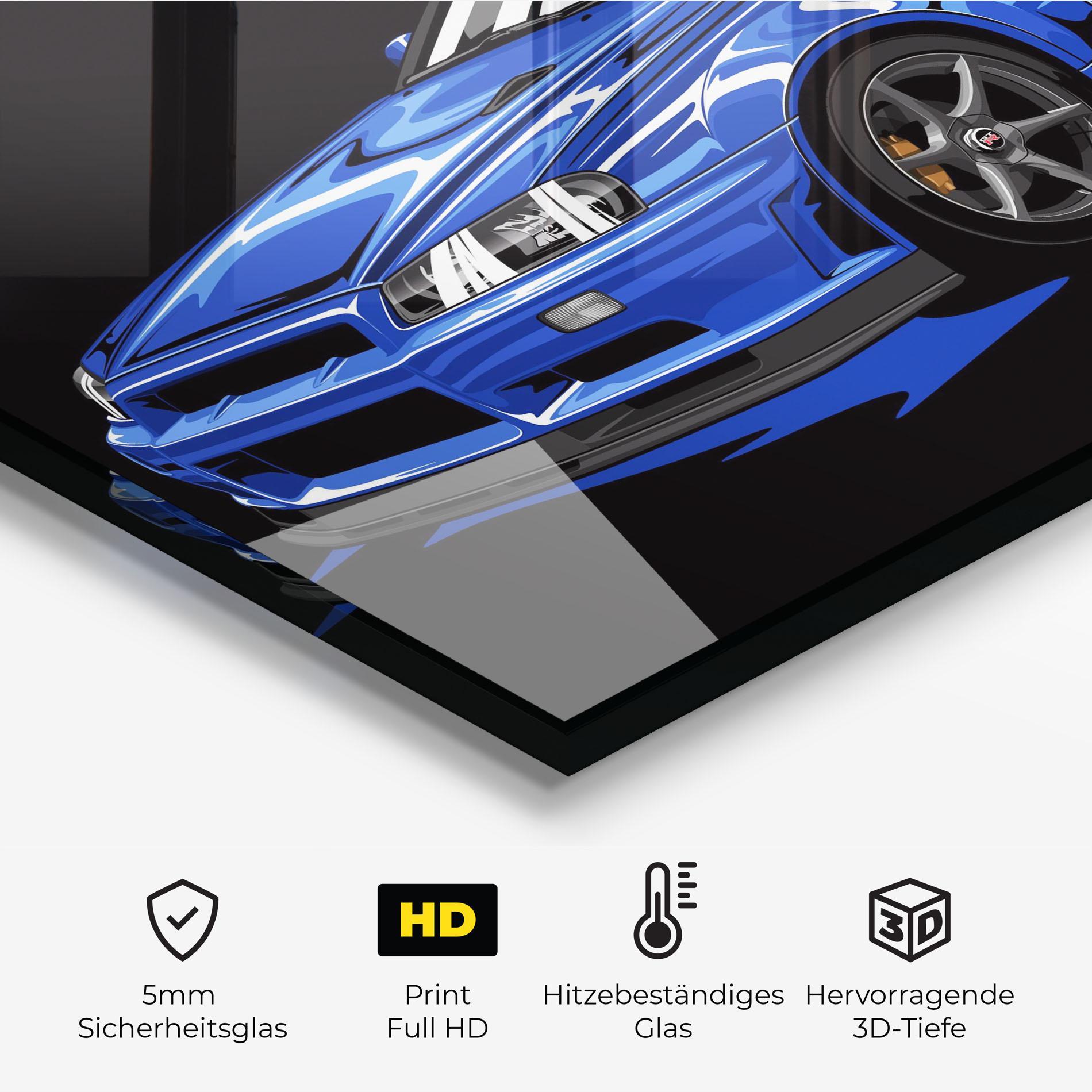 Küchenrückwand Glas Sport Blue Car mockup 2