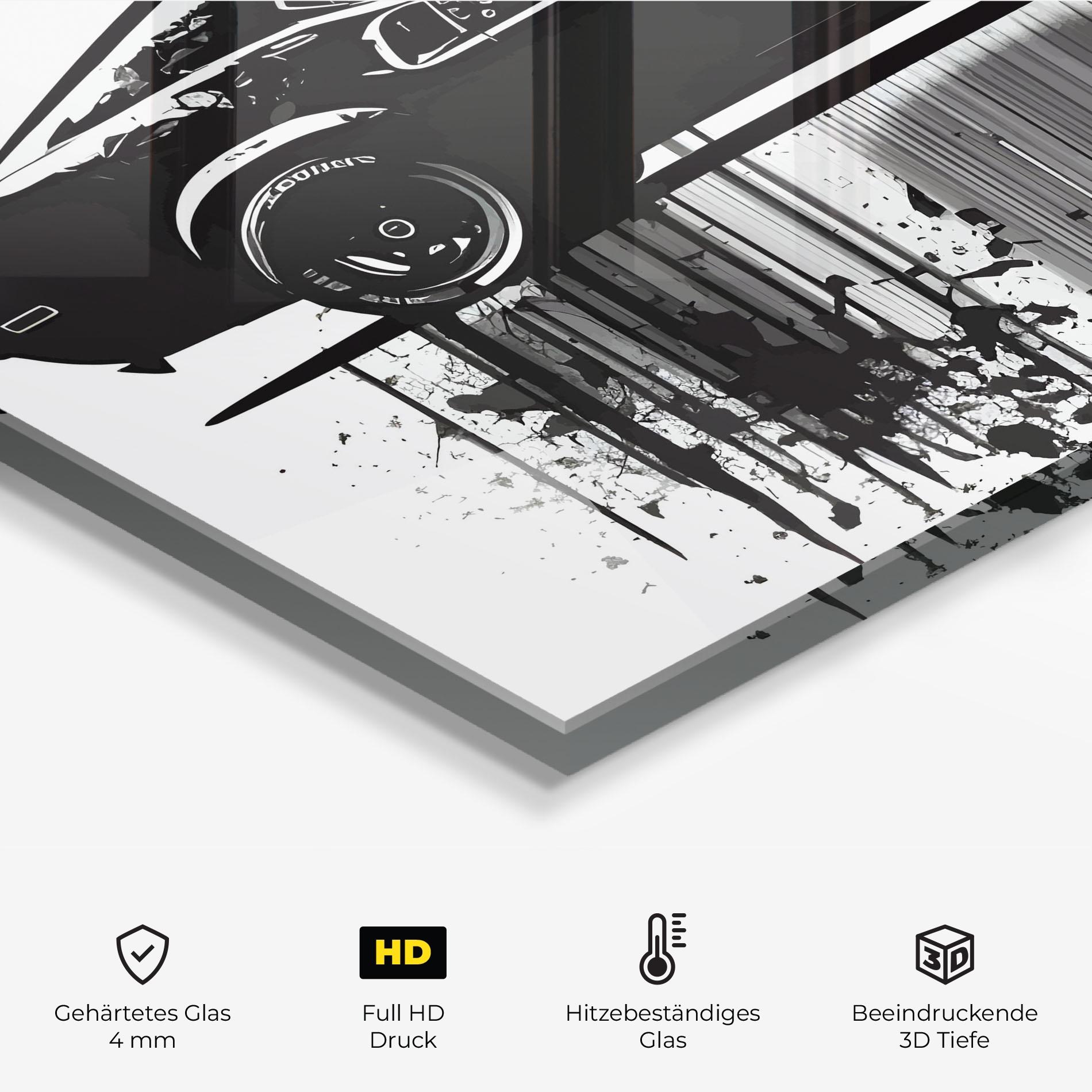 Küchenrückwand Glas Black Car Drowing mockup 2