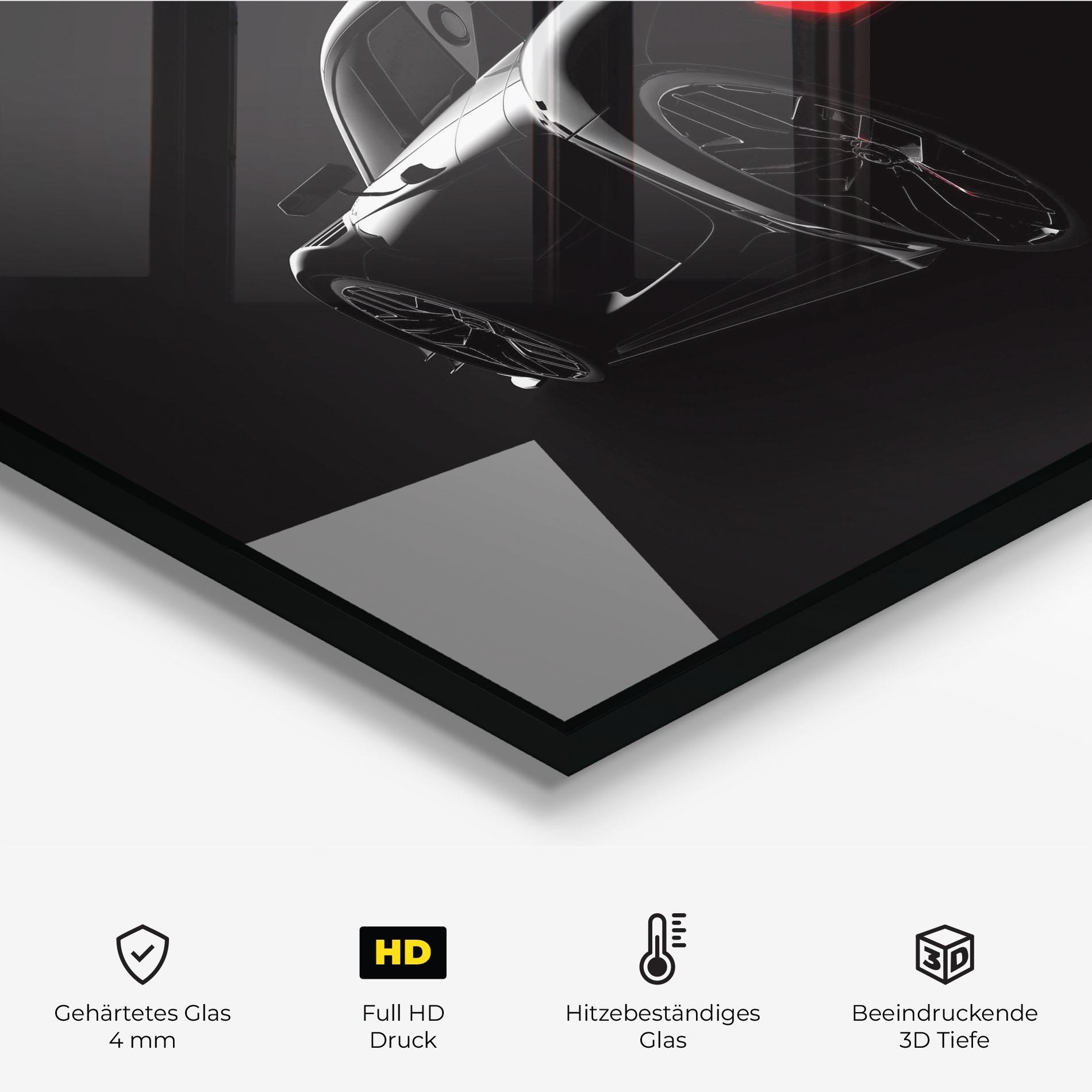 Küchenrückwand Glas Black Hypercar Car mockup 2