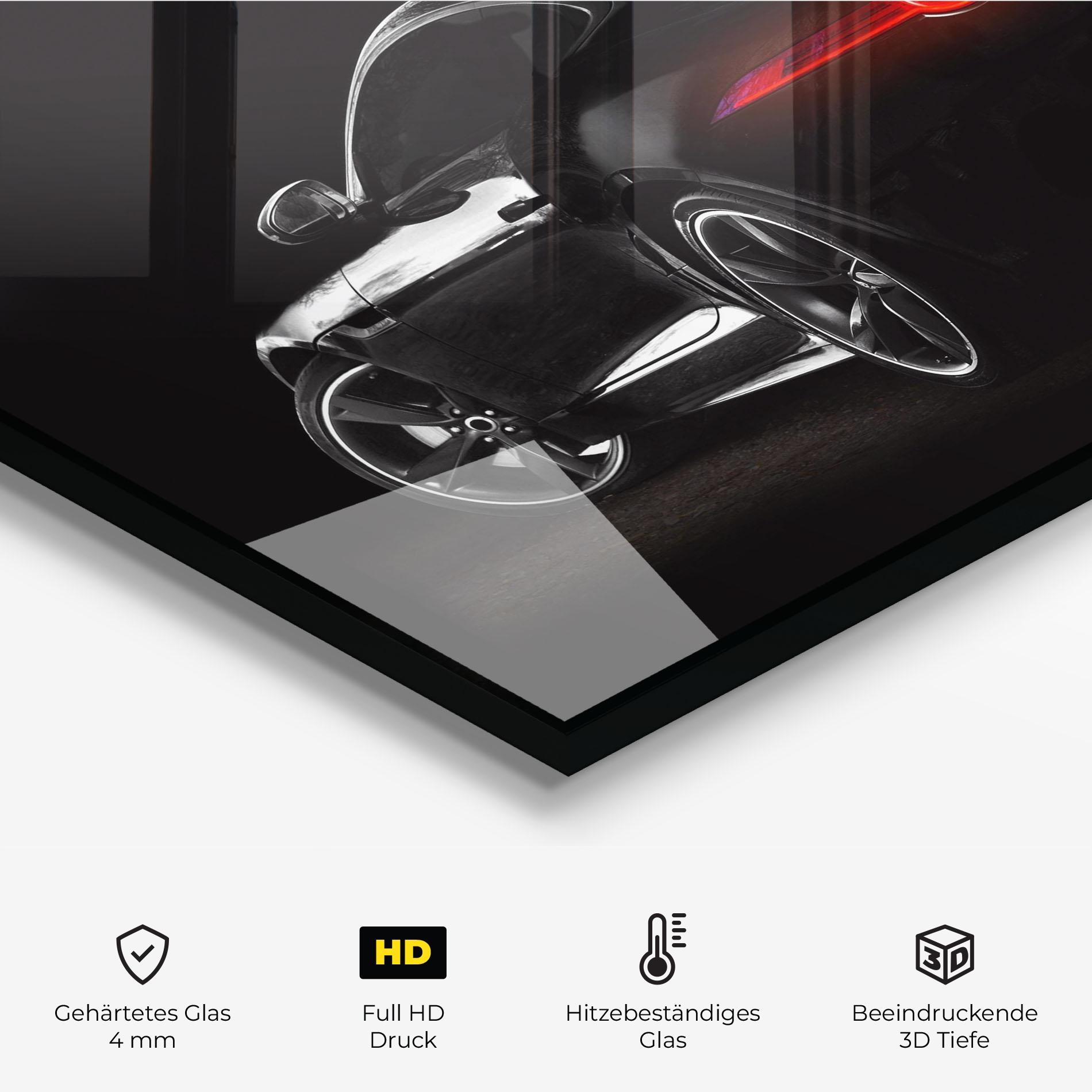 Küchenrückwand Glas Black Silhouette Car mockup 2
