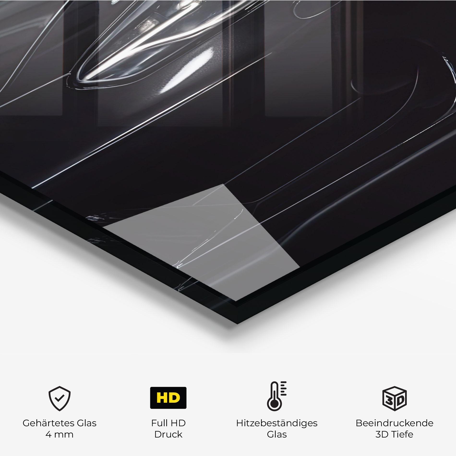 Küchenrückwand Glas Black Sports Car mockup 2